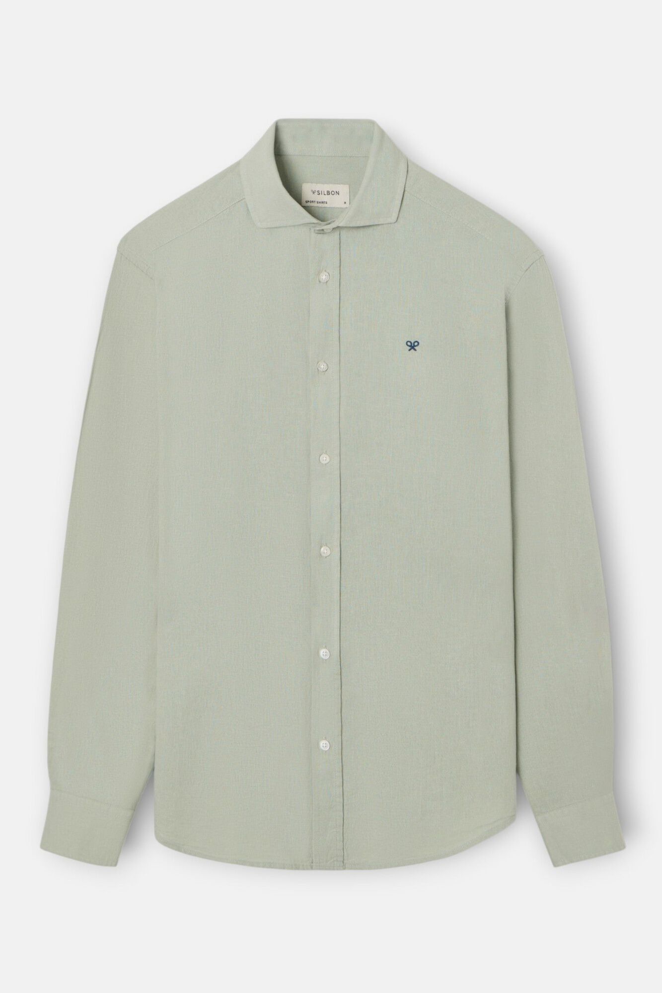 Silbon Camisa sport em linho m&eacute;dio Verde