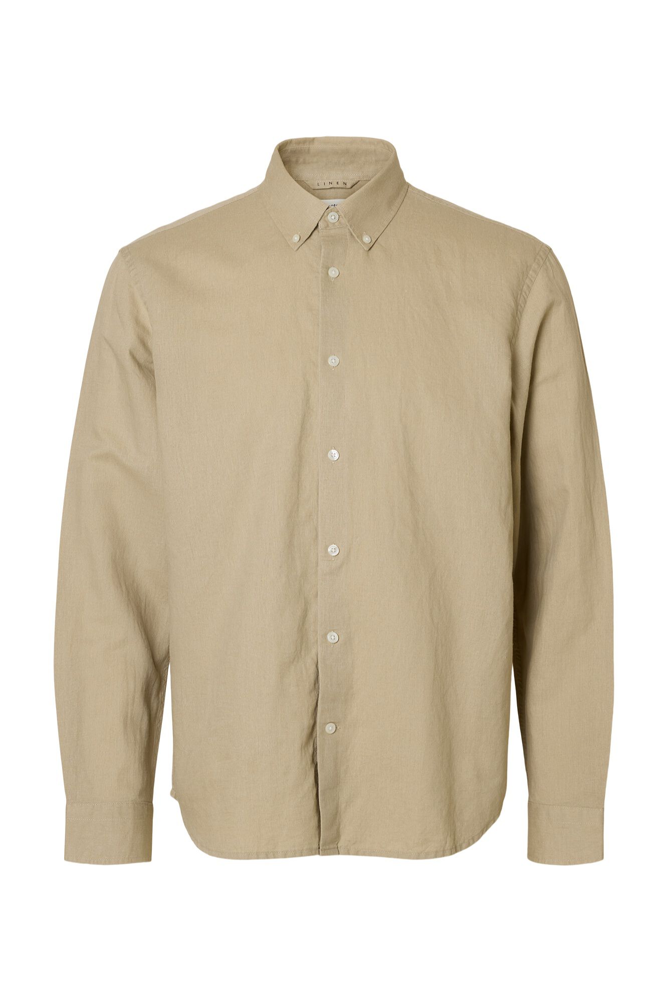 Selected Camisa de manga comprida em linho Tostado
