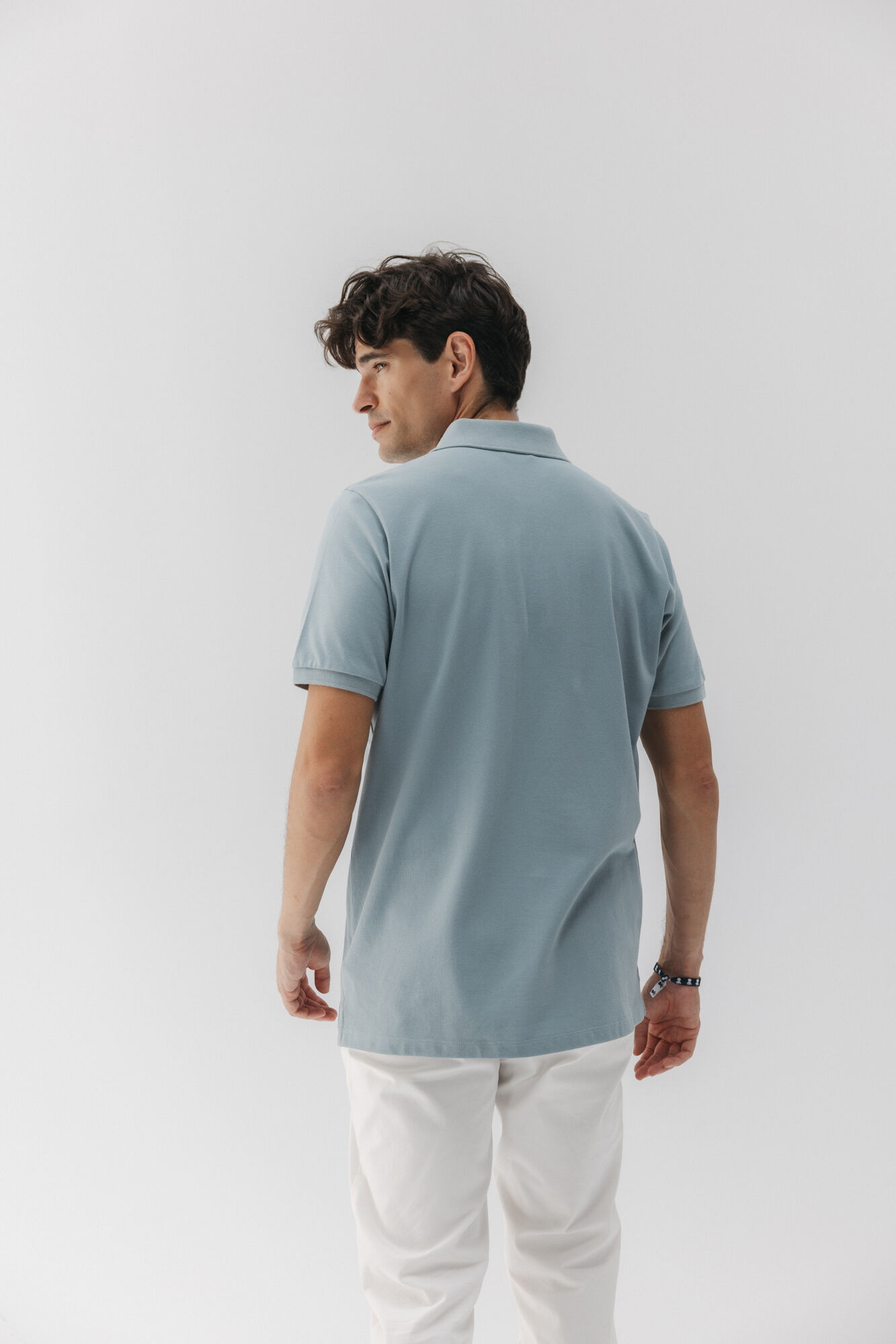elPulpo Camisa polo lavada com bordado contrastante Azul