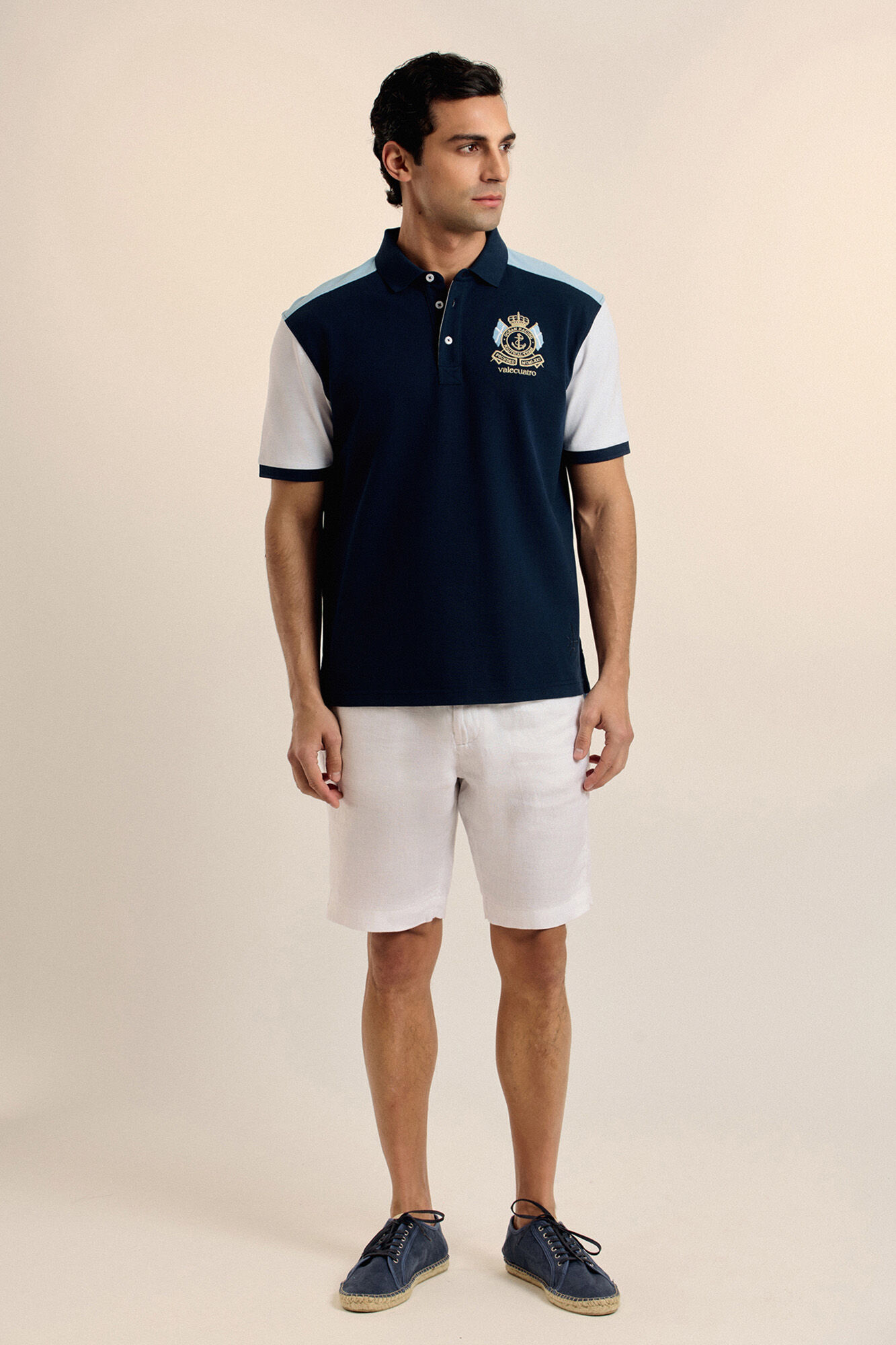 Valecuatro Tricolor polo shirt Navy