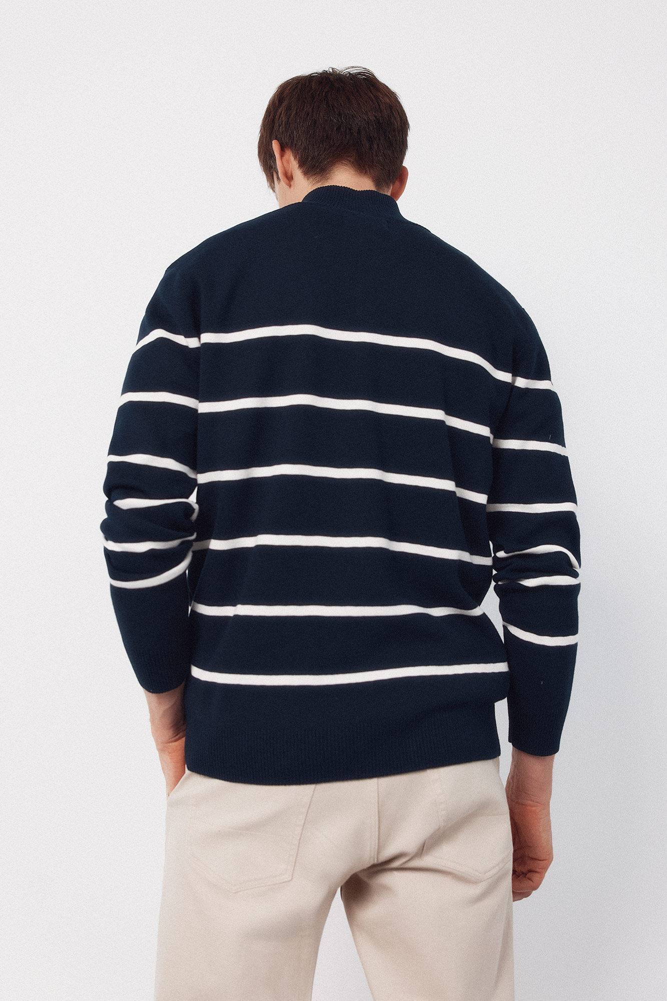 Cortefiel Striped jersey-knit with zip fastening  Navy