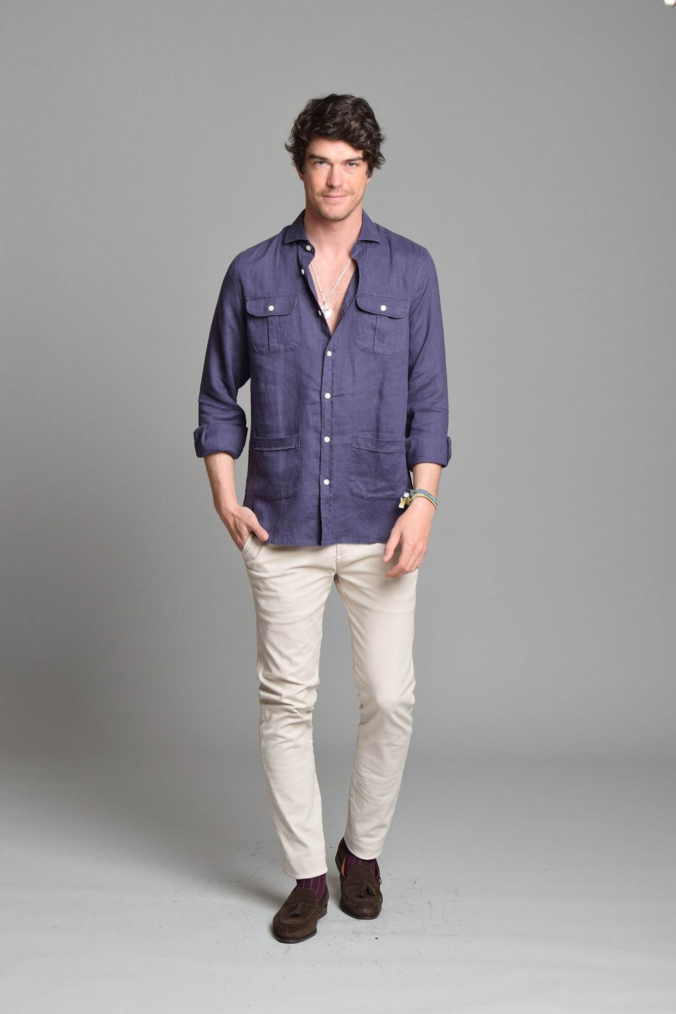 Cloking Regular fit casual guayabera Blue