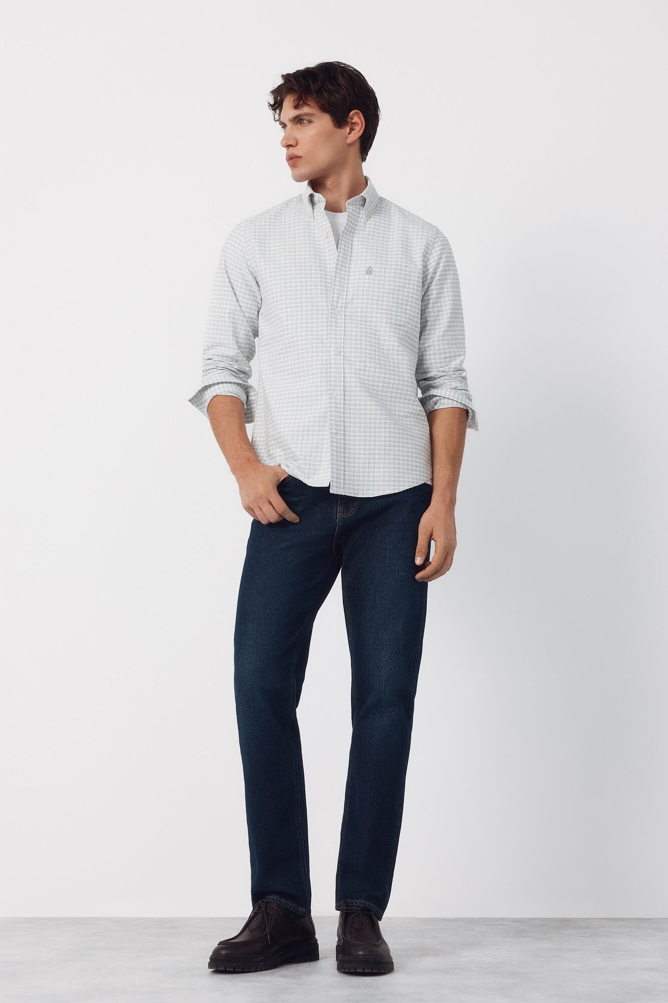 Cortefiel Camisa oxford cuadros Verde oscuro