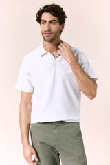 OOTO Polo piqu&eacute; gola em V Branco