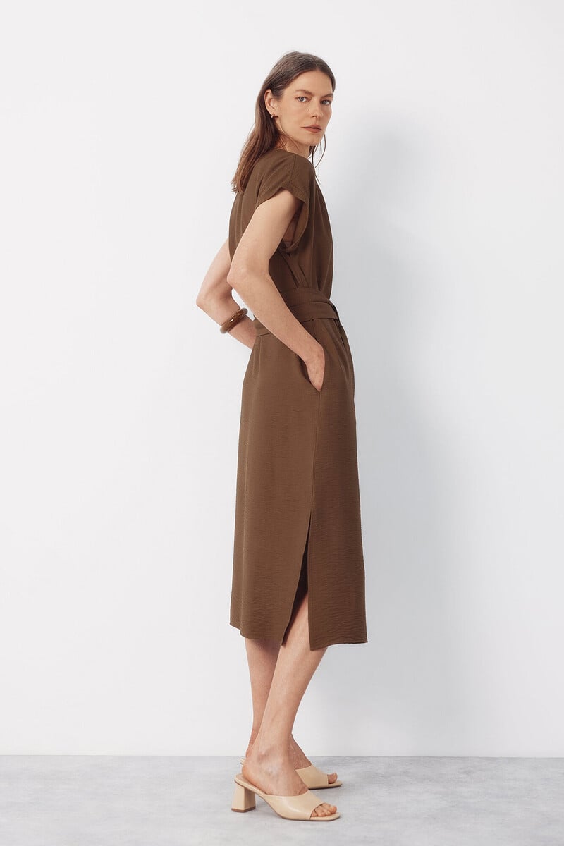 Cortefiel Belted dress Kaki