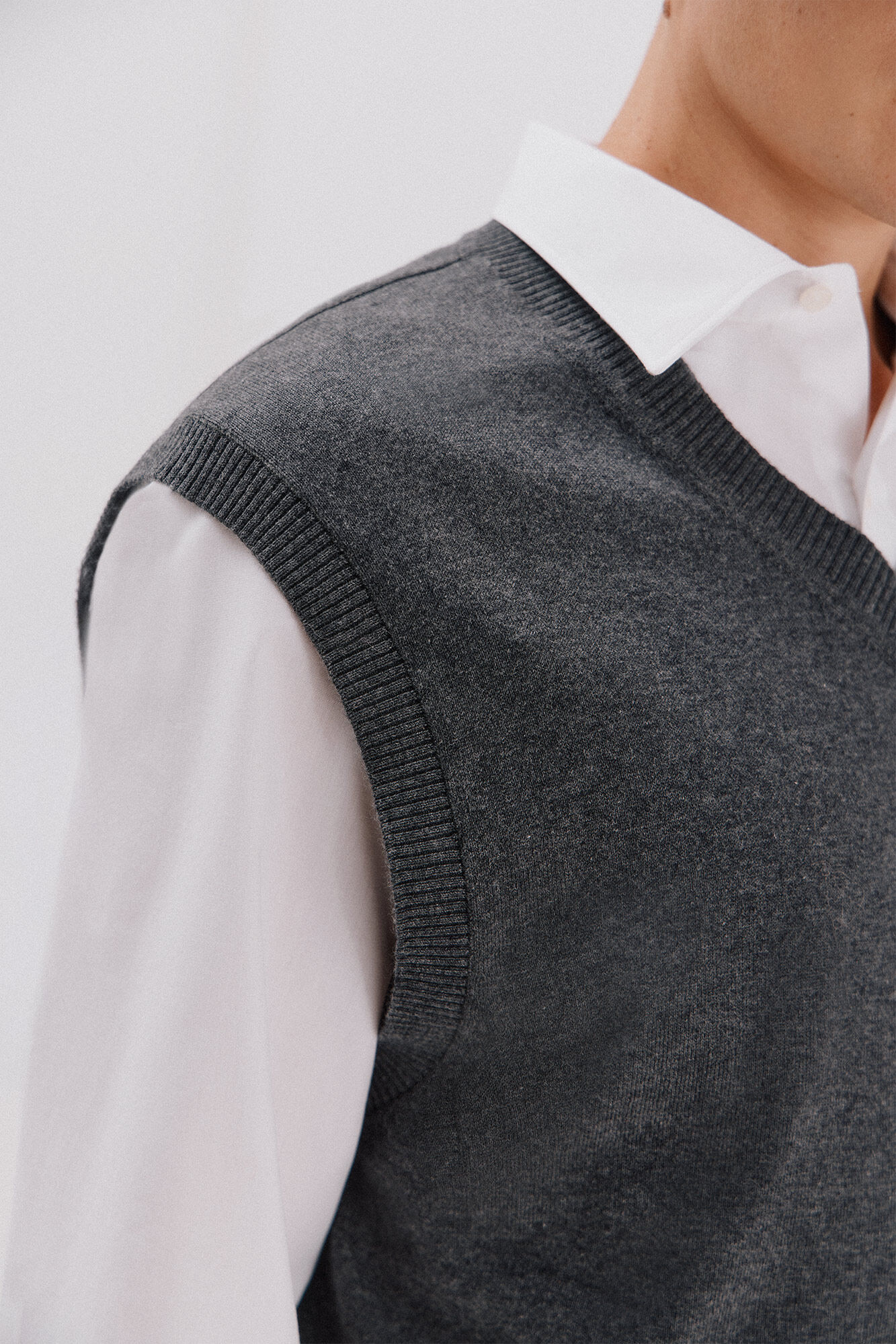 Cortefiel Cotton cashmere knit jersey-knit Grey