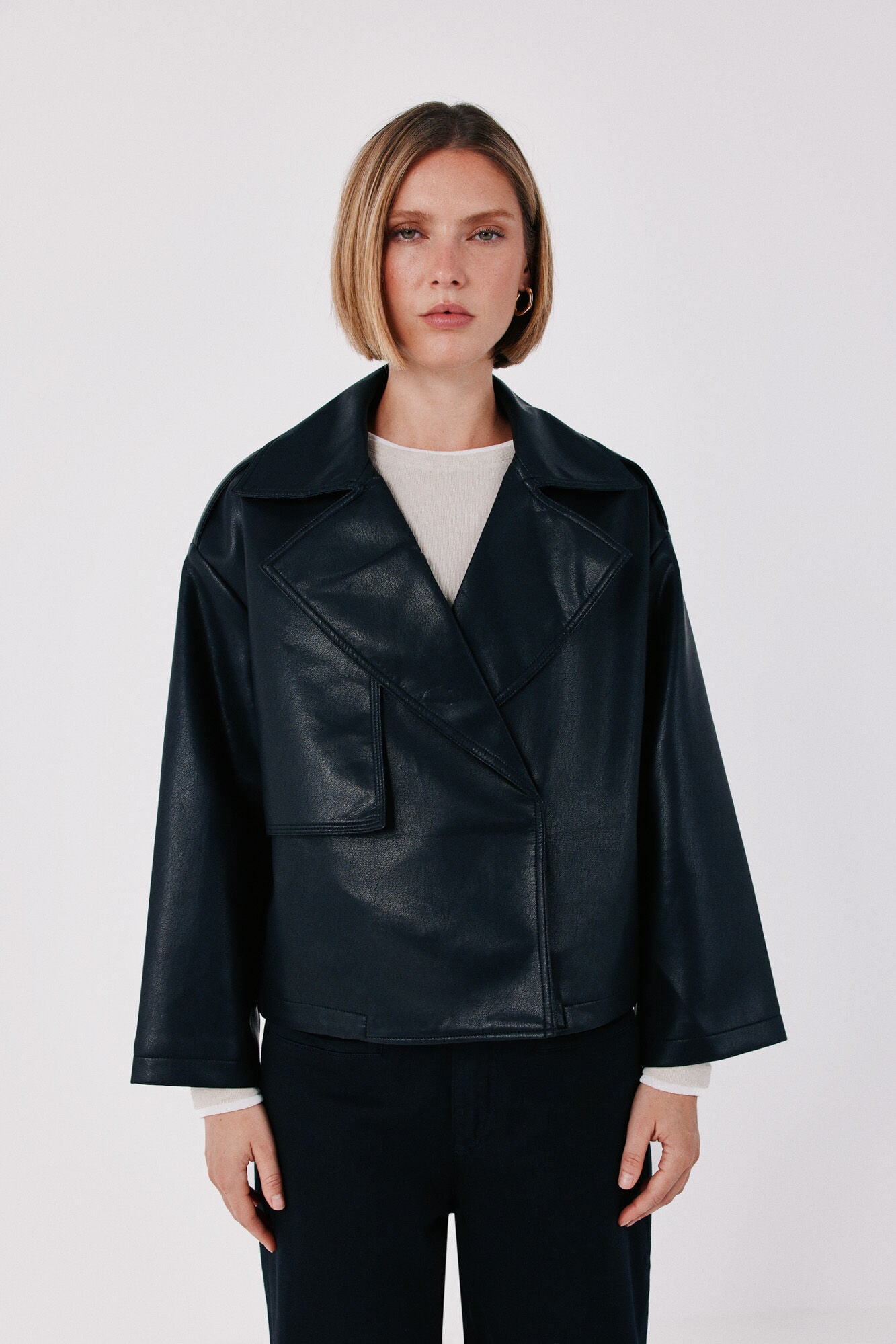 Cortefiel Faux leather short trench