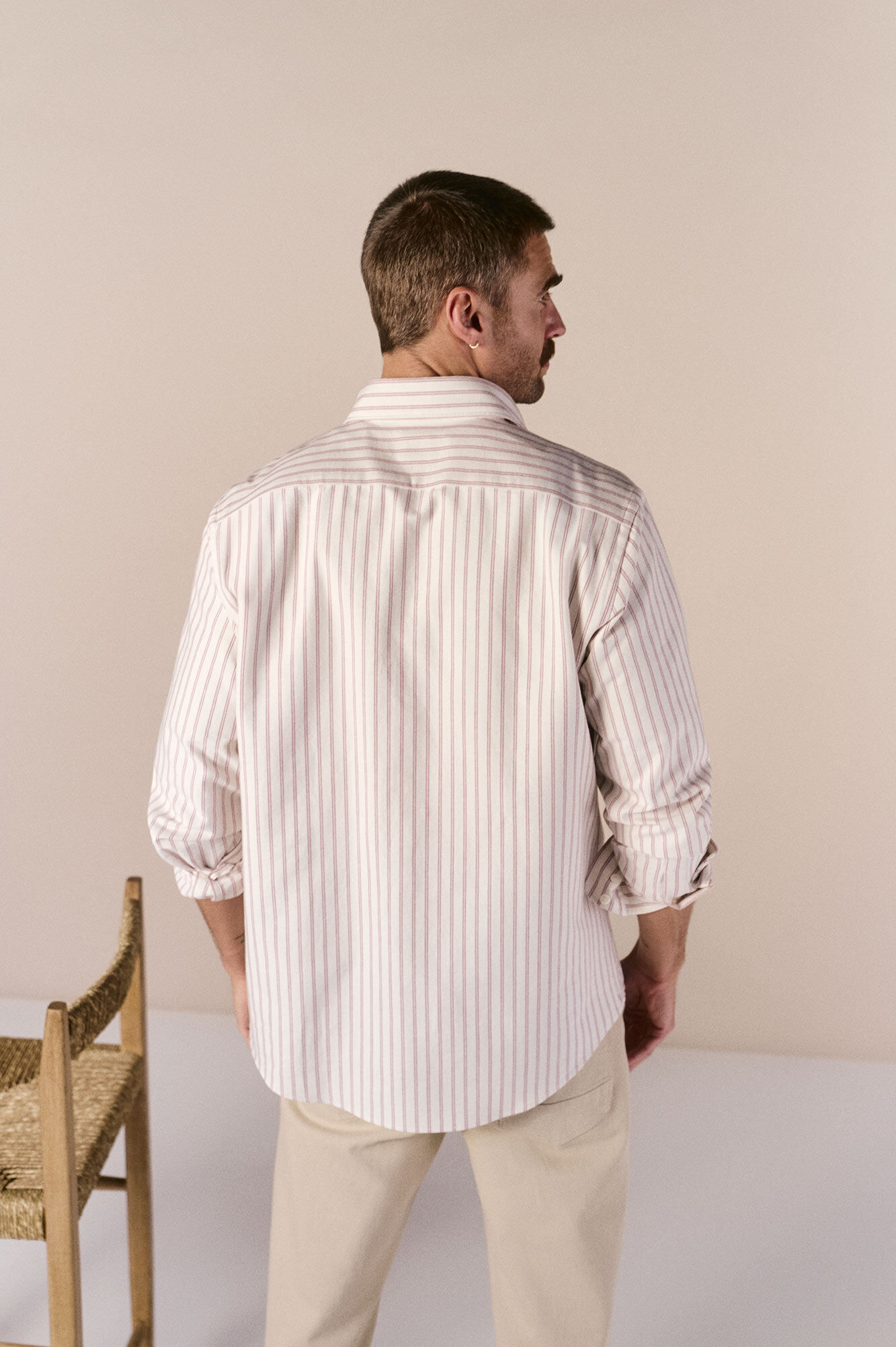 OOTO Oxford striped long sleeve shirt Maroon