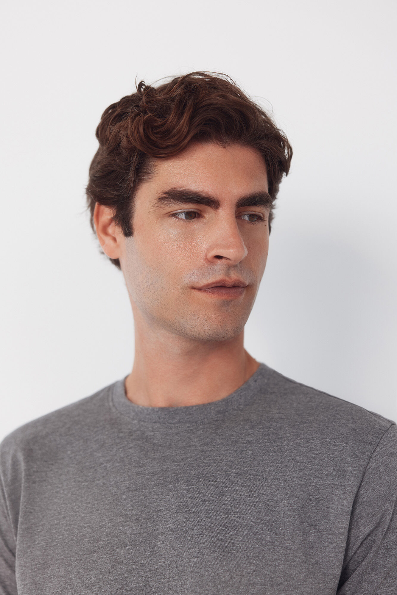 Cortefiel Jersey-knit and fabric pyjama set Grey