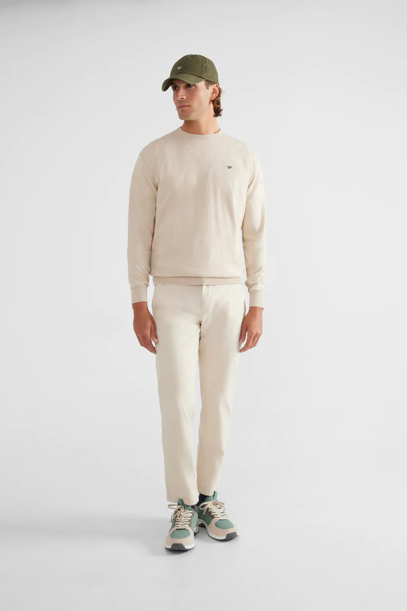 Silbon Plain light beige crew neck jumper Beige