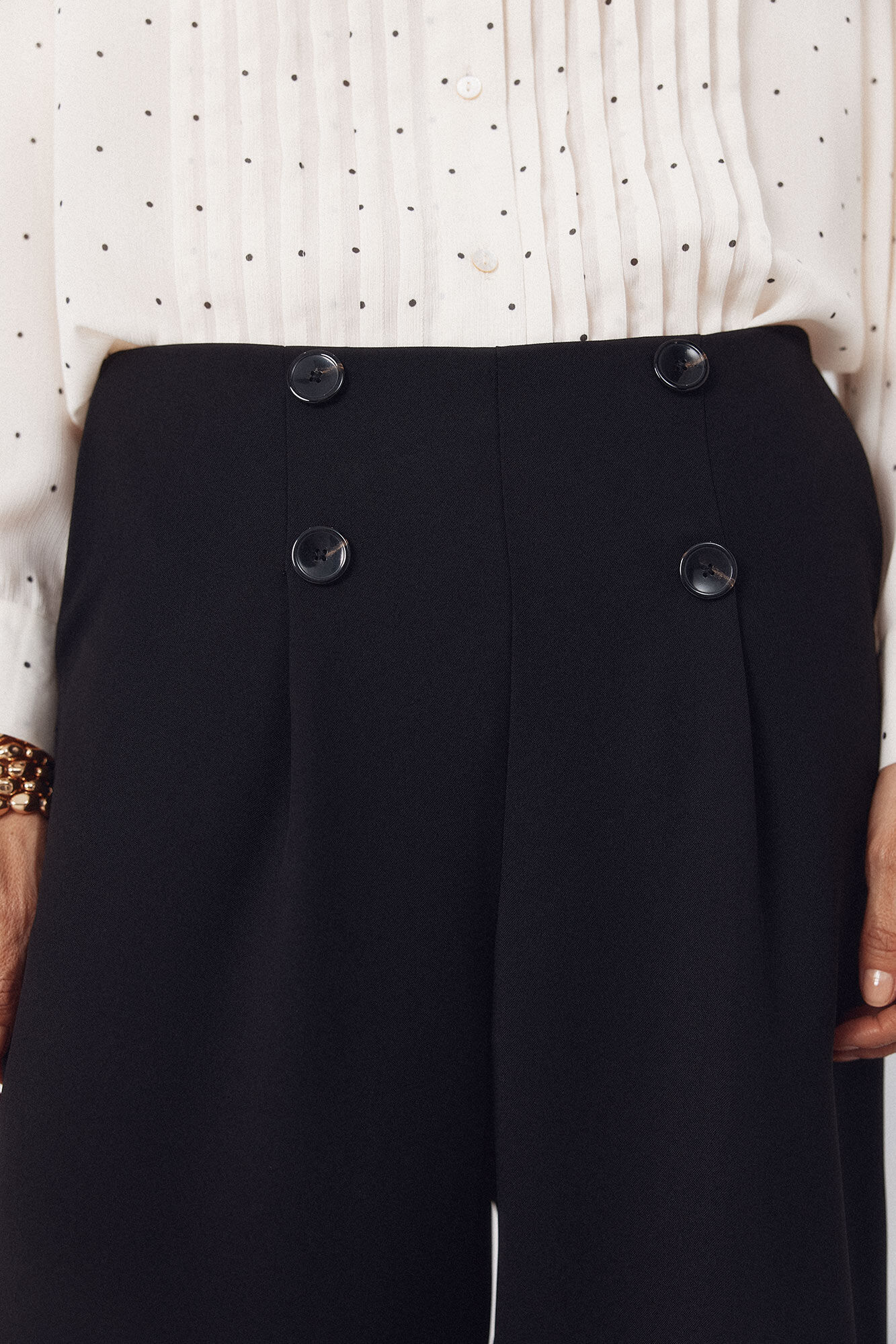 Cortefiel Tailored trousers with buttons Black