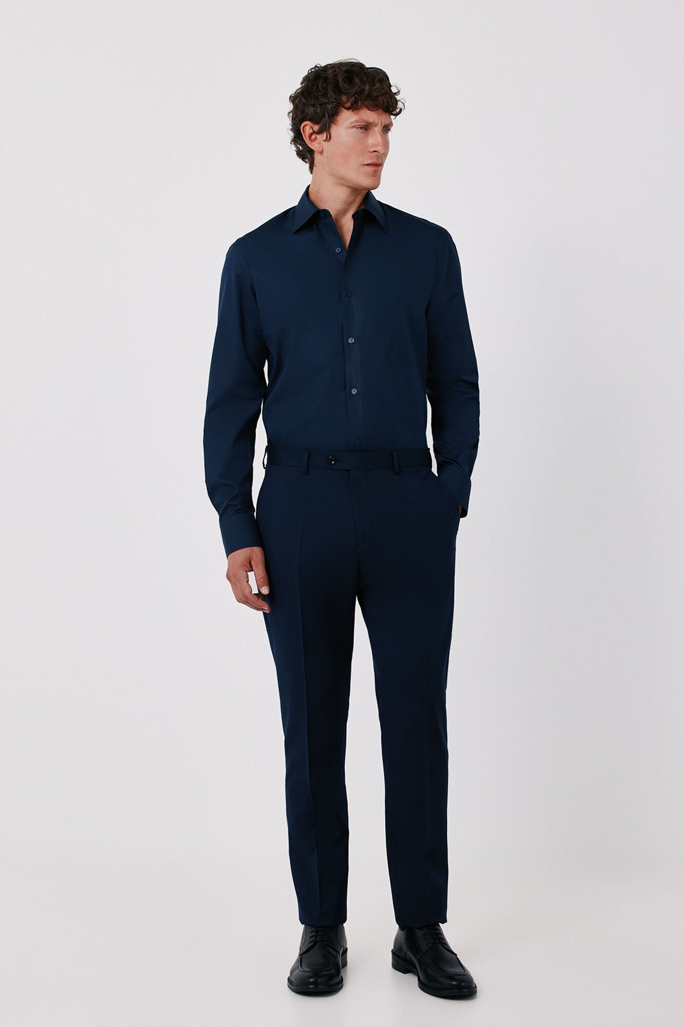 Cortefiel Plain Tencel cotton dress shirt