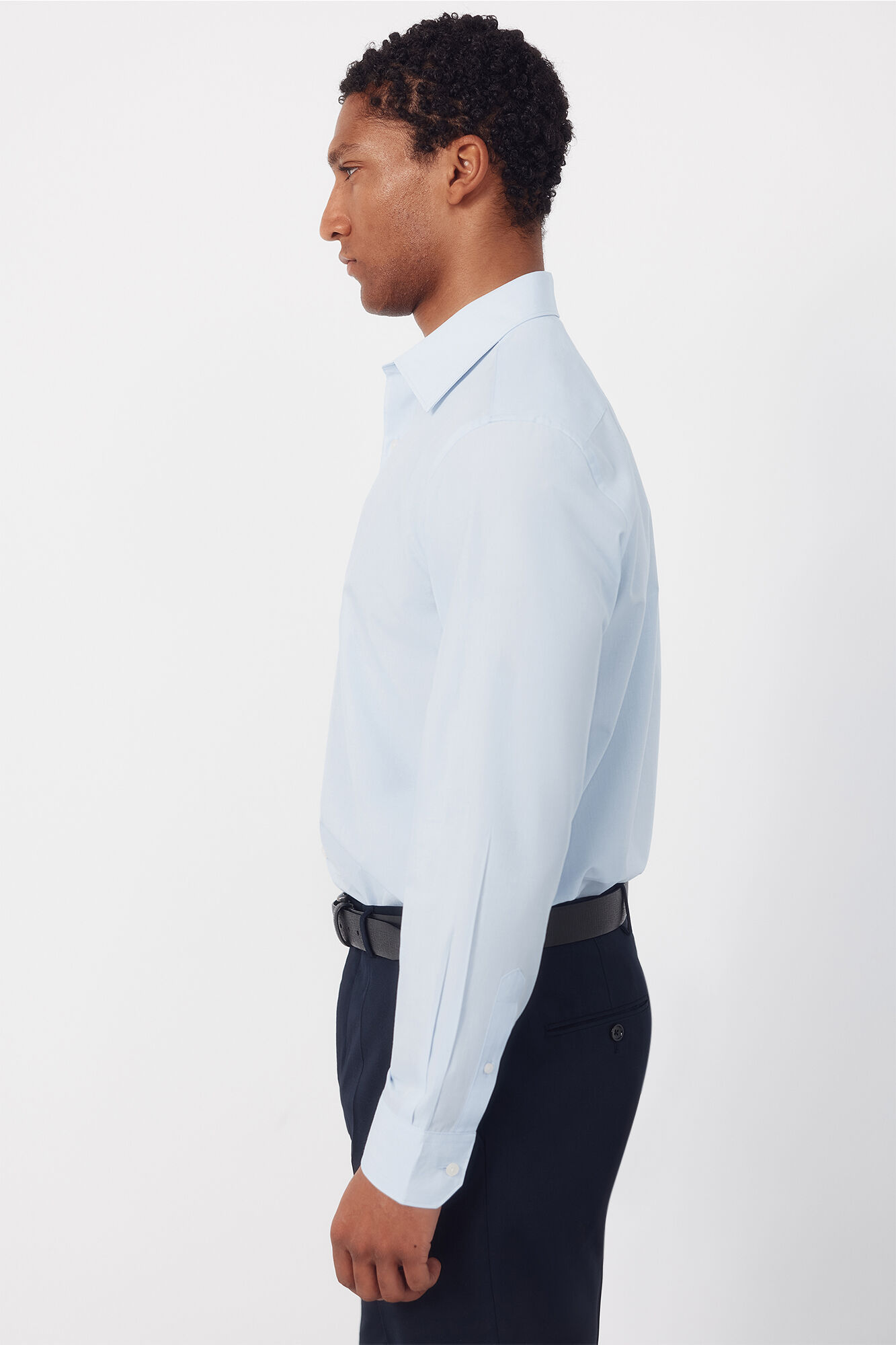 Cortefiel Plain tencel cotton dress shirt Blue