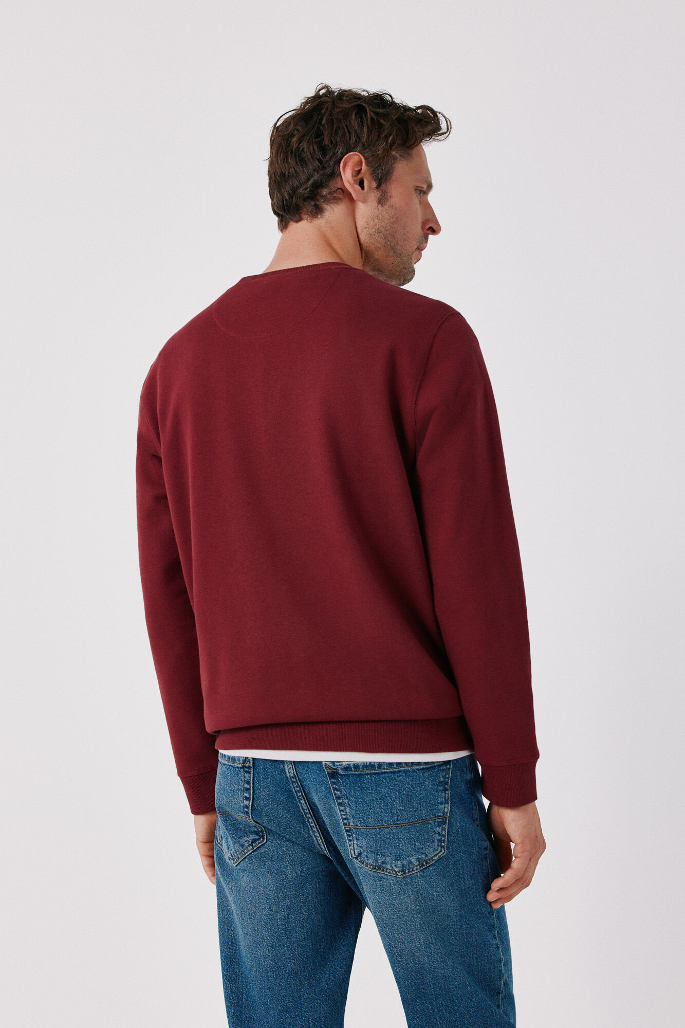 Cortefiel Crew neck sweatshirt Maroon