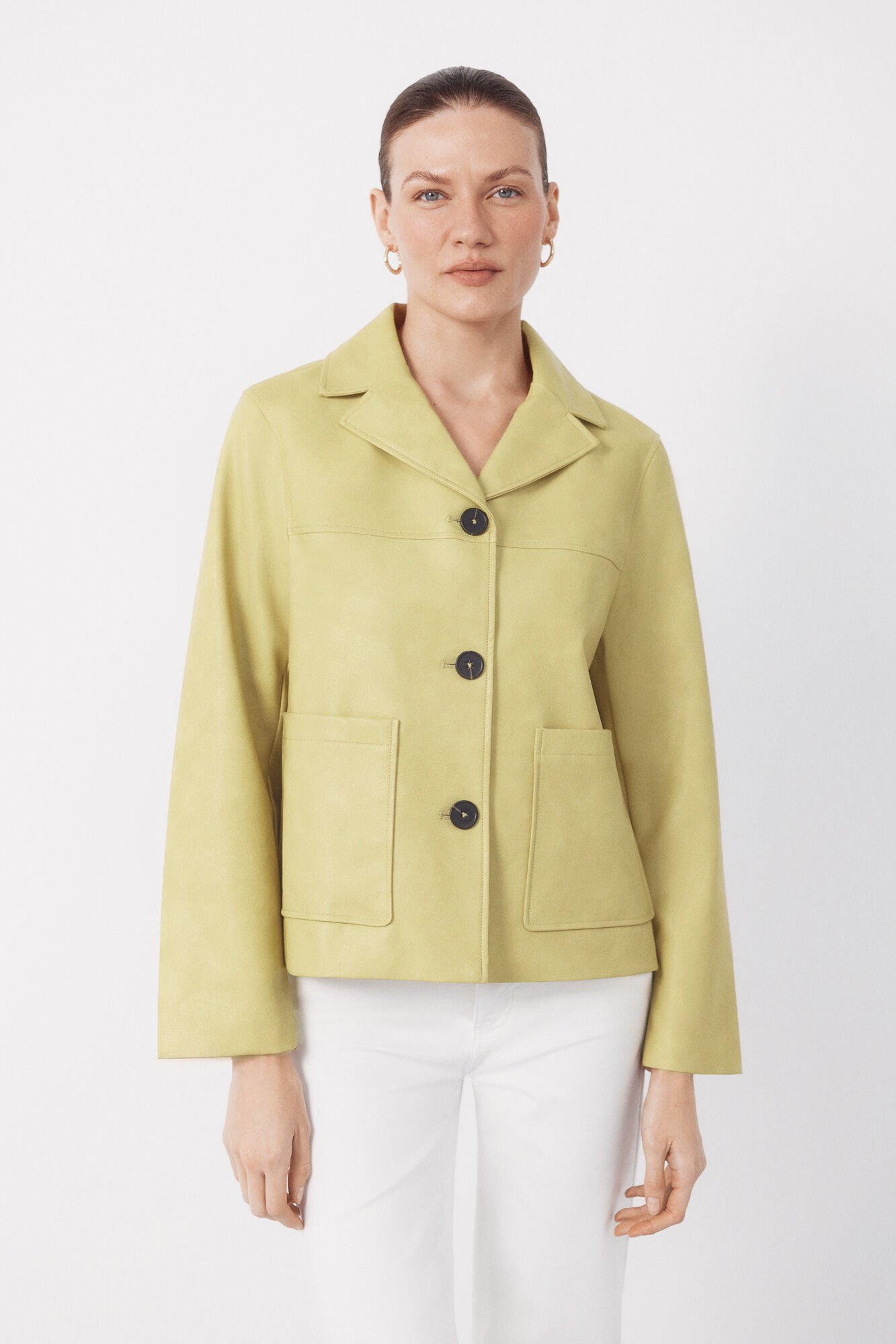 Cortefiel Yellow faux leather jacket Yellow
