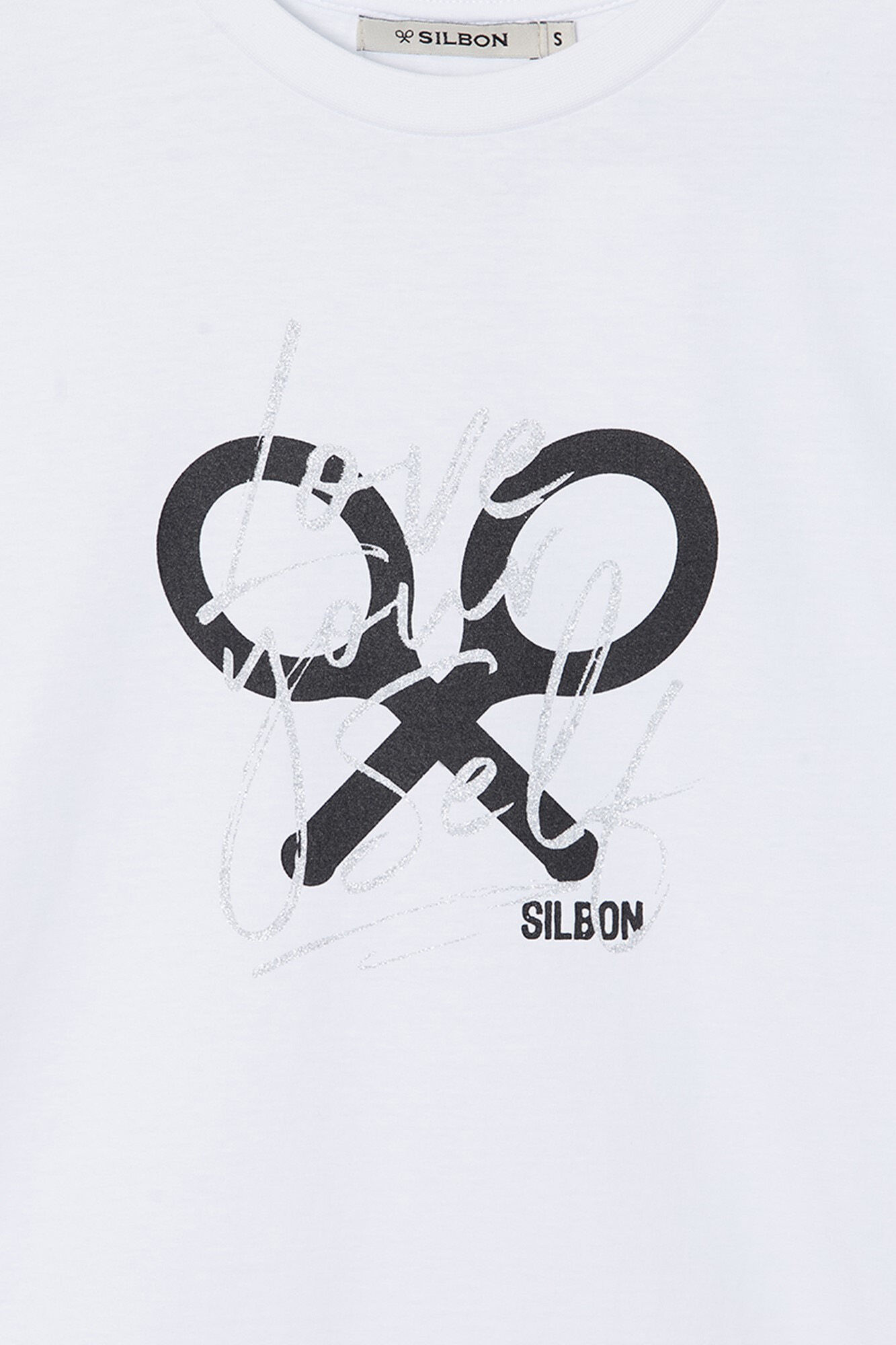 Silbon Women's roll-out sleeve T-shirt  White