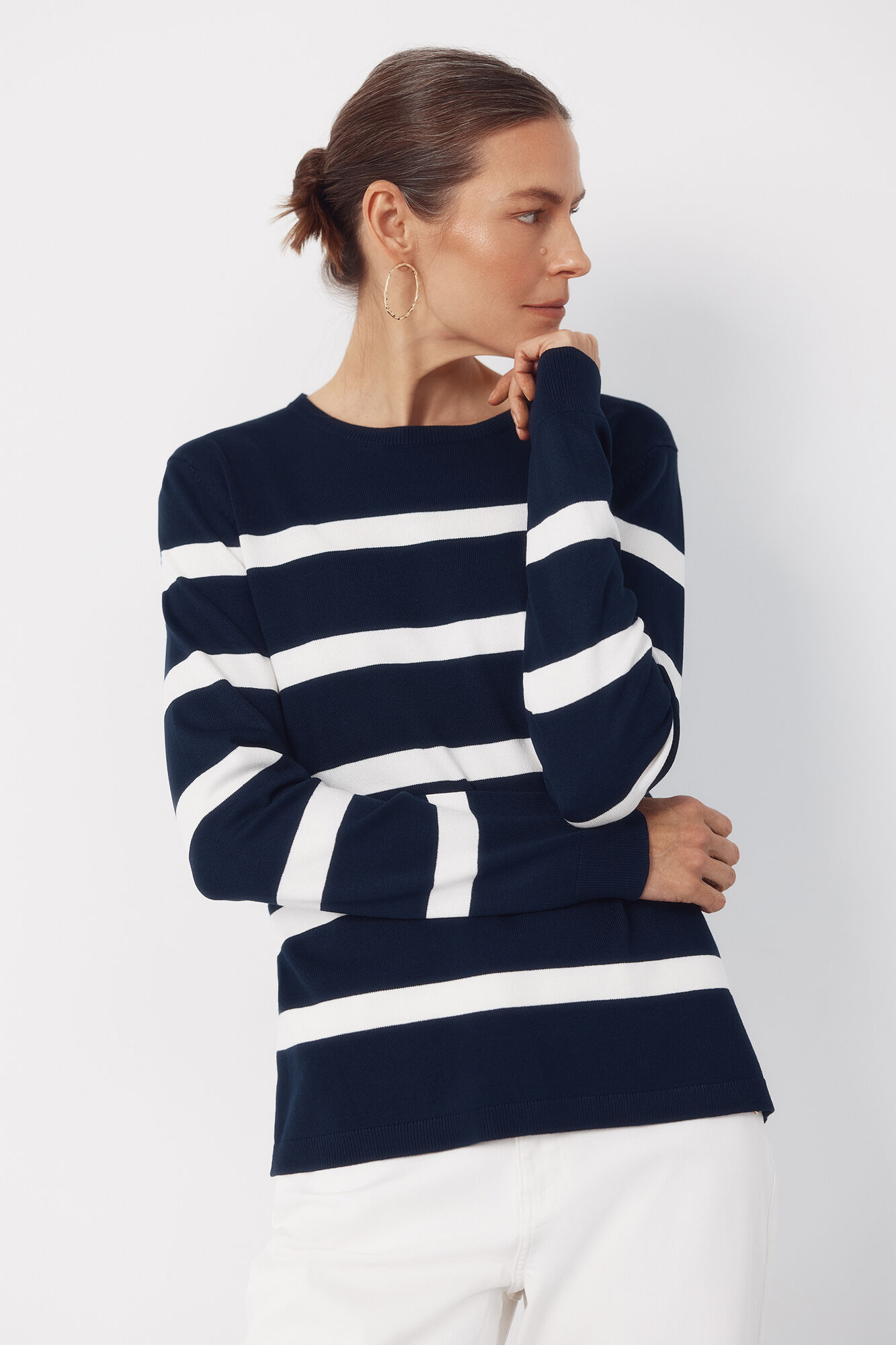 Cortefiel Striped jersey-knit jumper Printed blue