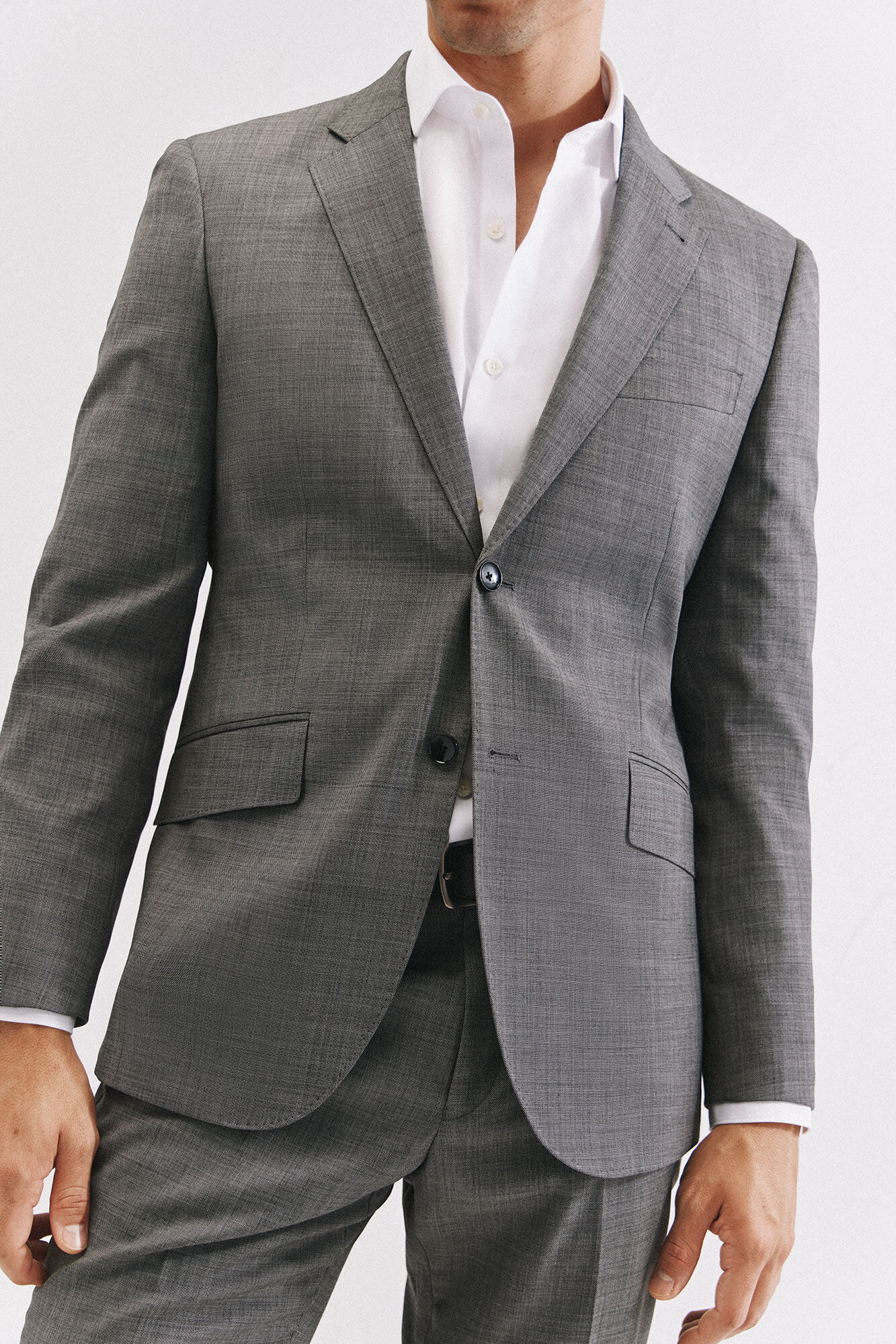 Cortefiel Slim fit grey structured blazer Grey