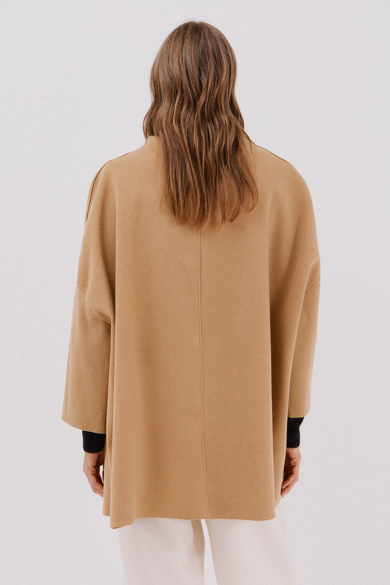 Cortefiel Cape coat with light fabric Beige