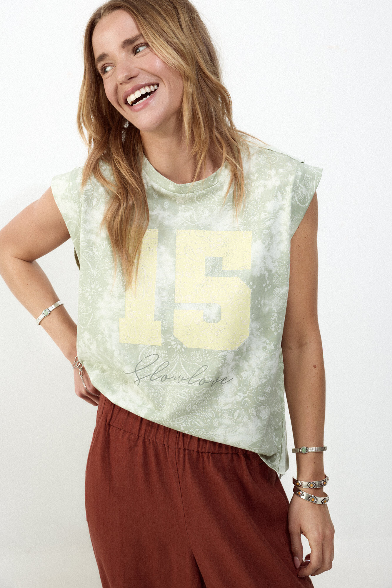 Slowlove Camiseta estampado oversize Azul