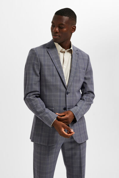 Cortefiel Slim fit checked blazer with pockets Blue