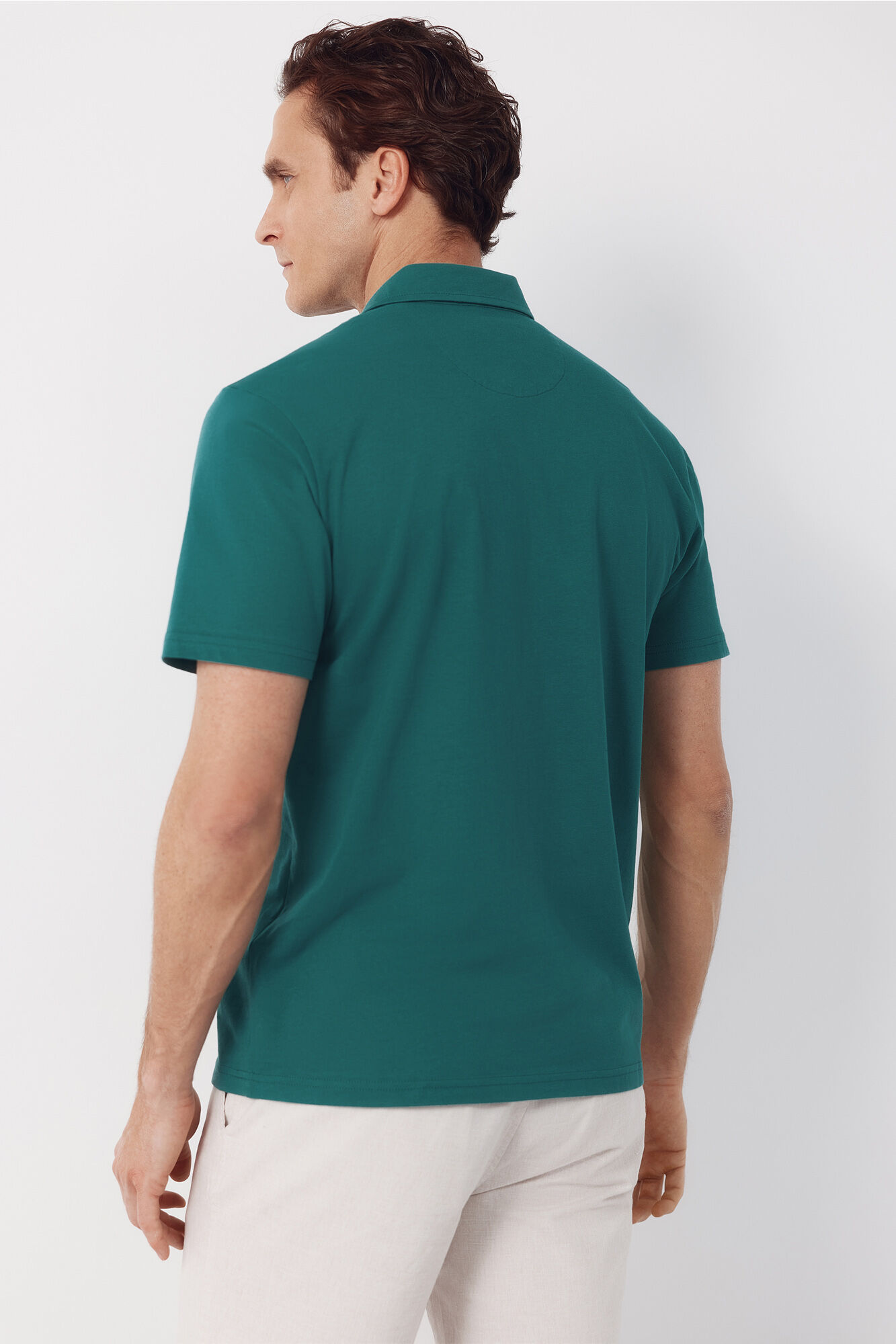 Cortefiel Plain pocket polo shirt Green