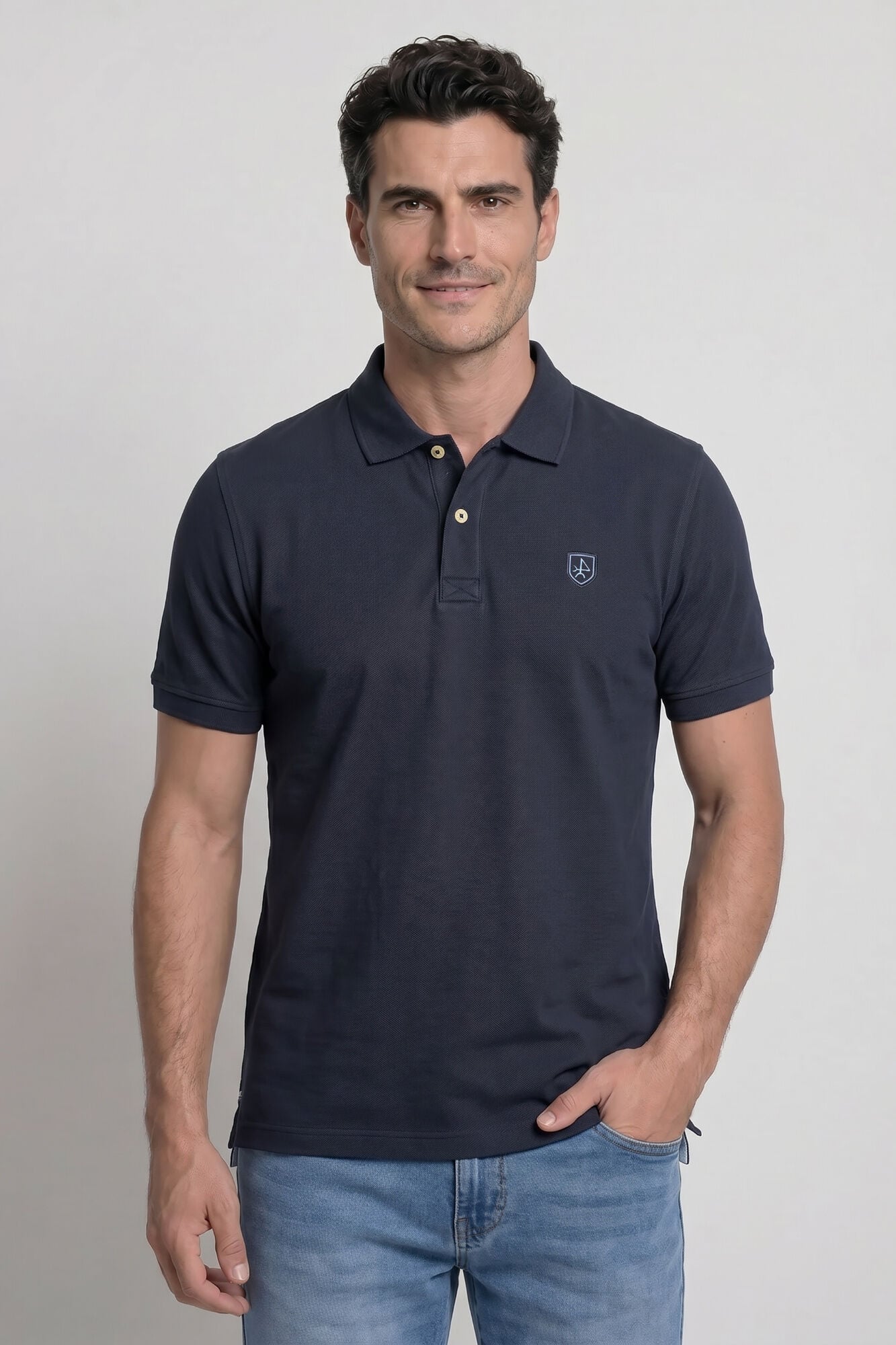 Valecuatro Polo cl&aacute;ssico com logo Azul