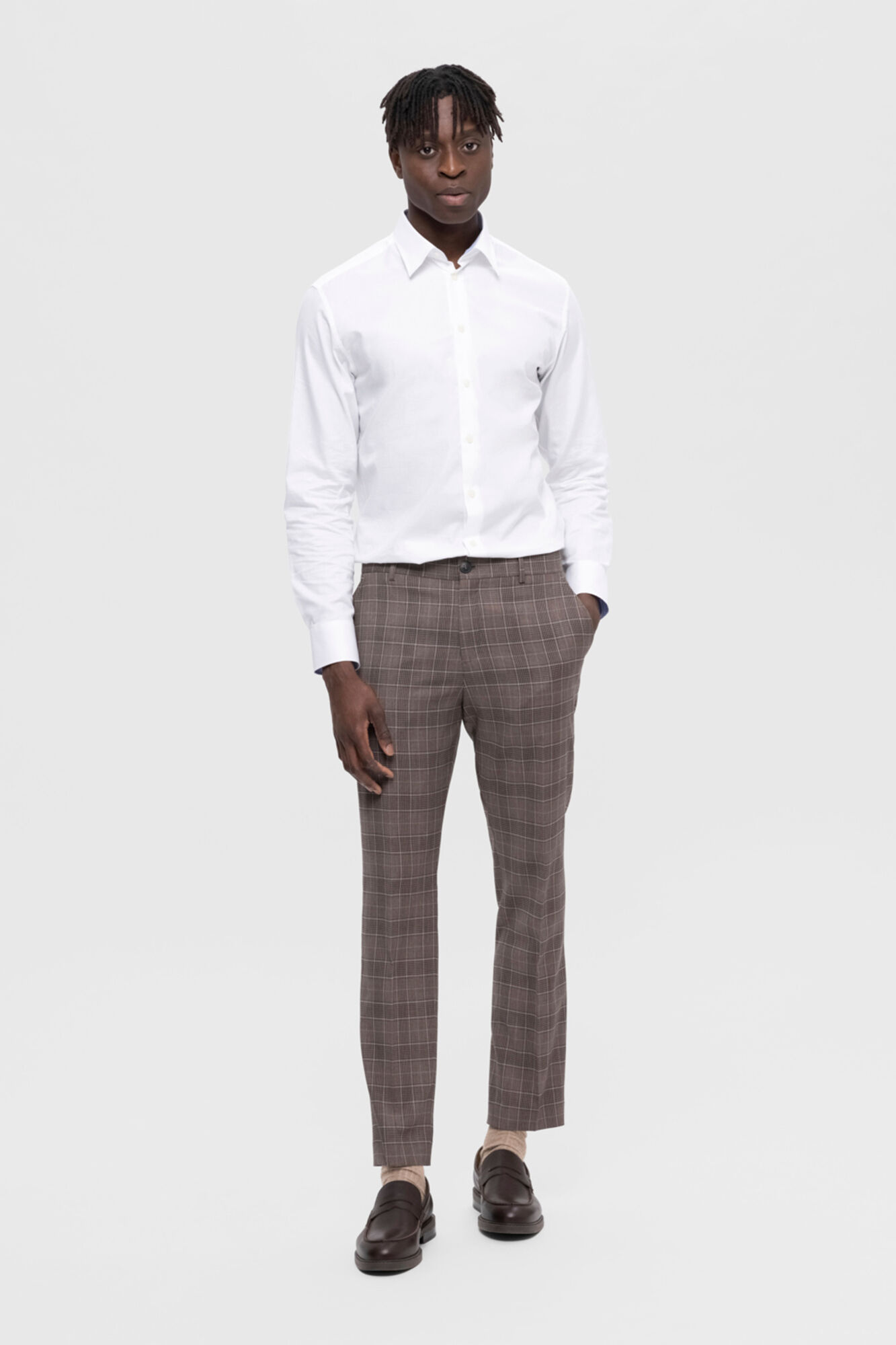 Selected Camisa de algod&atilde;o org&acirc;nico Slim Fit. Branco