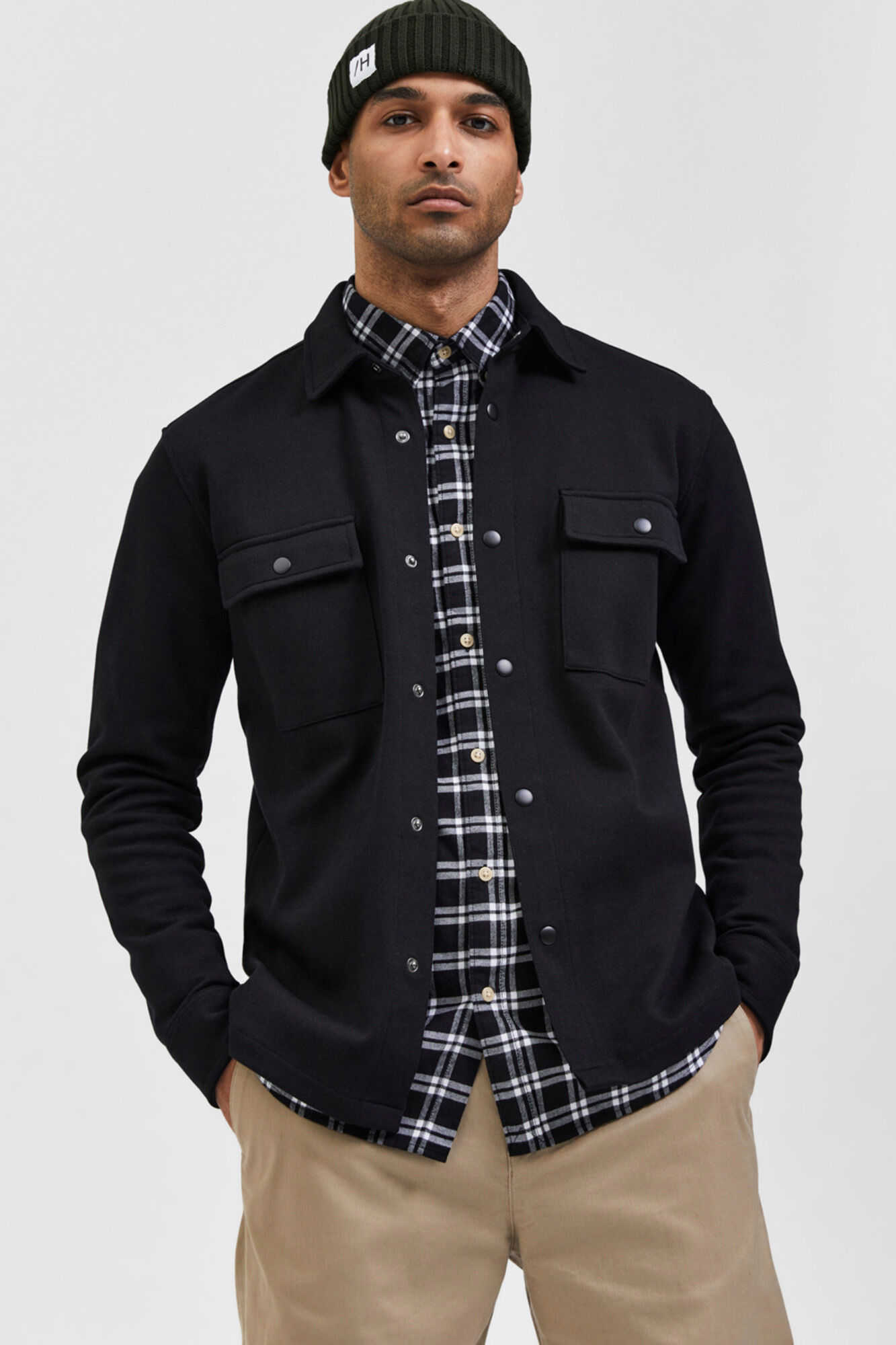 Selected Men's jacket with flap pockets Black