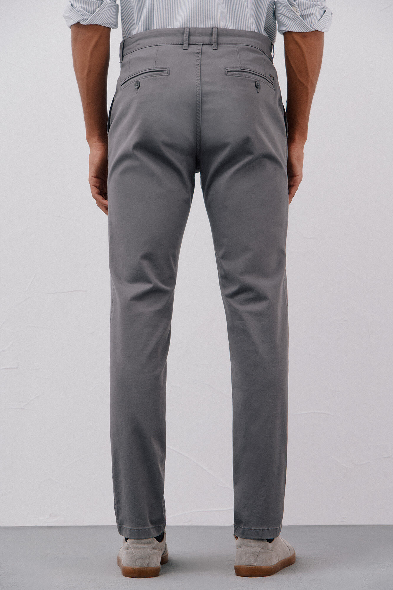 Cortefiel Slim fit lightweight chinos Grey