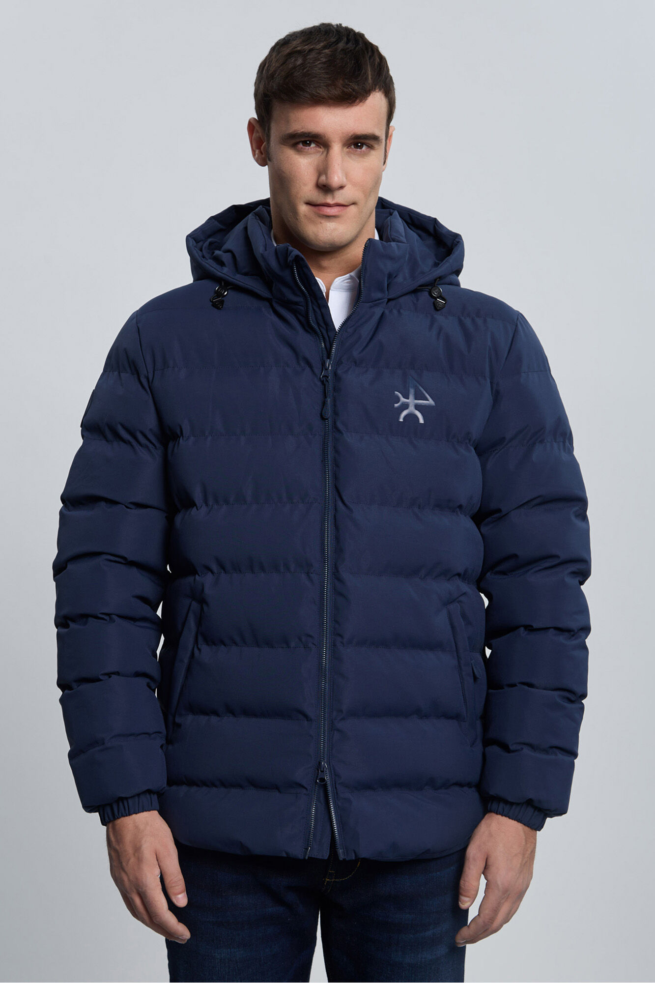 Valecuatro Casaco acolchoada com relevo azul marinho