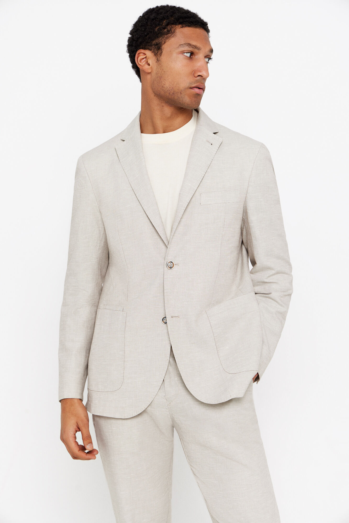 Cortefiel Blazer algod&atilde;o-linho slim fit Tostado