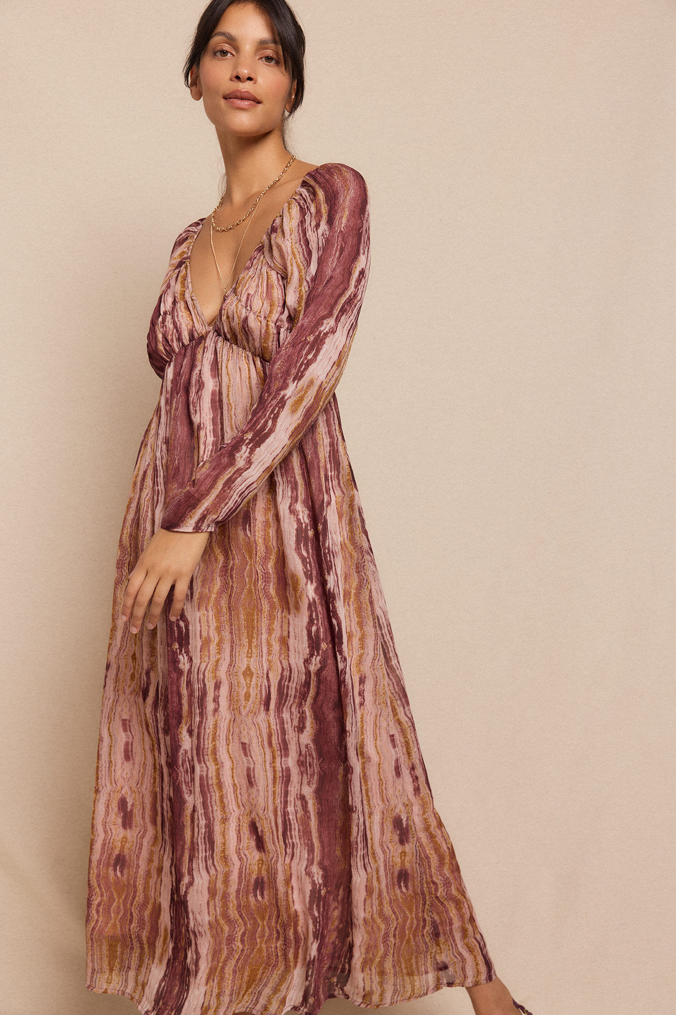 Slowlove Vestido estampado frunces