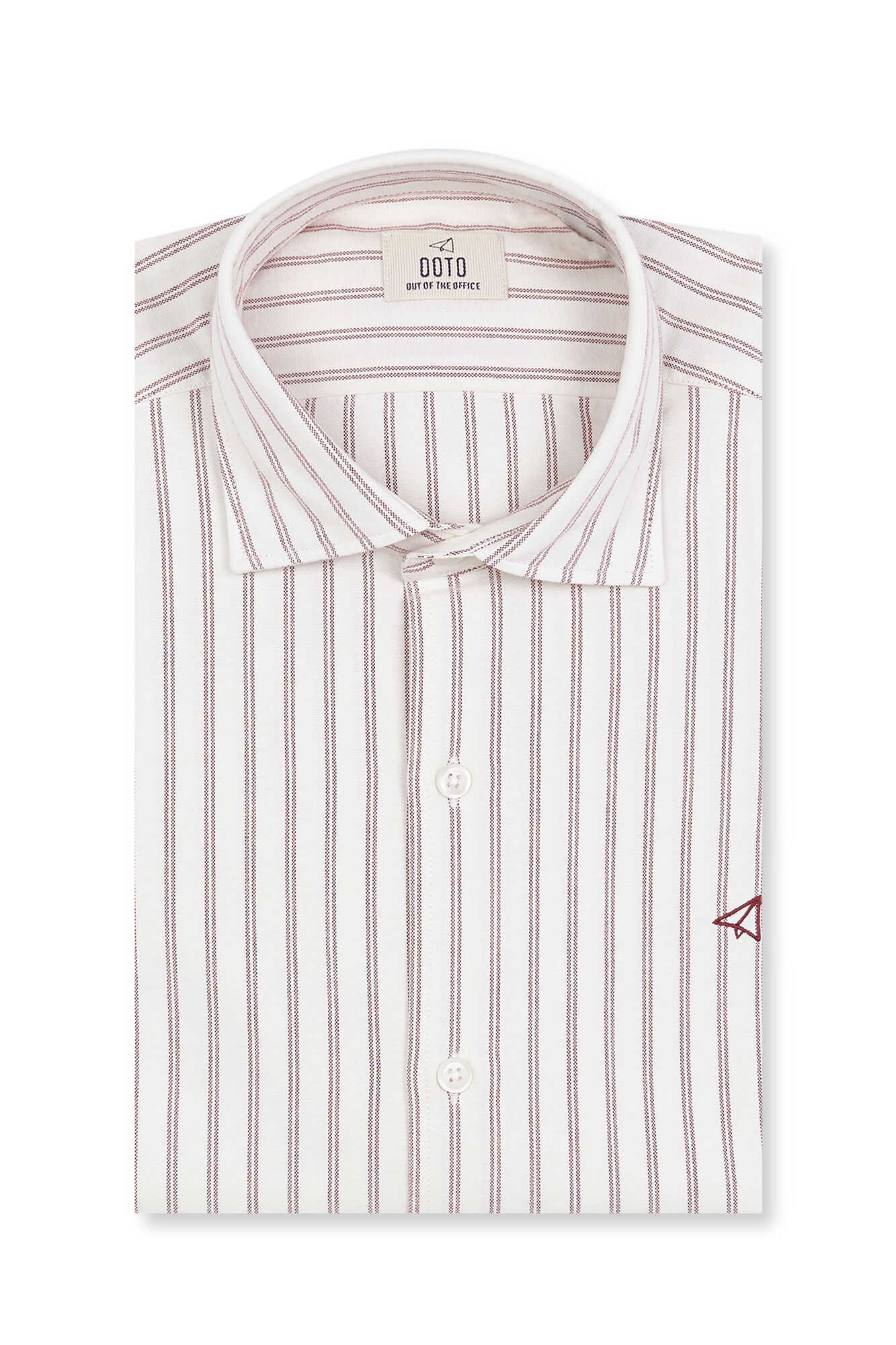 OOTO Oxford striped long sleeve shirt Maroon