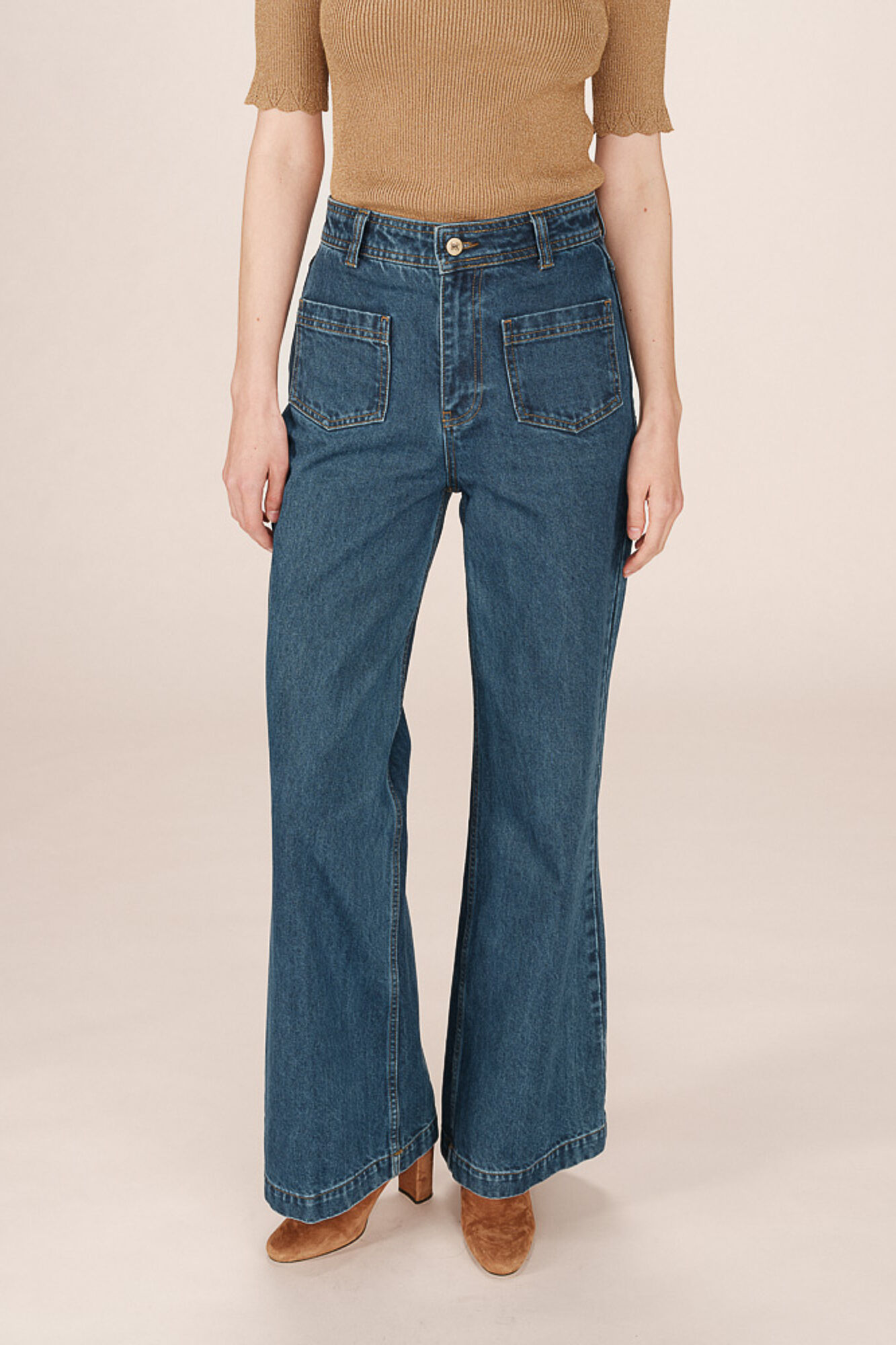 Grace & Mila Cal&ccedil;as denim de cintura alta Azul