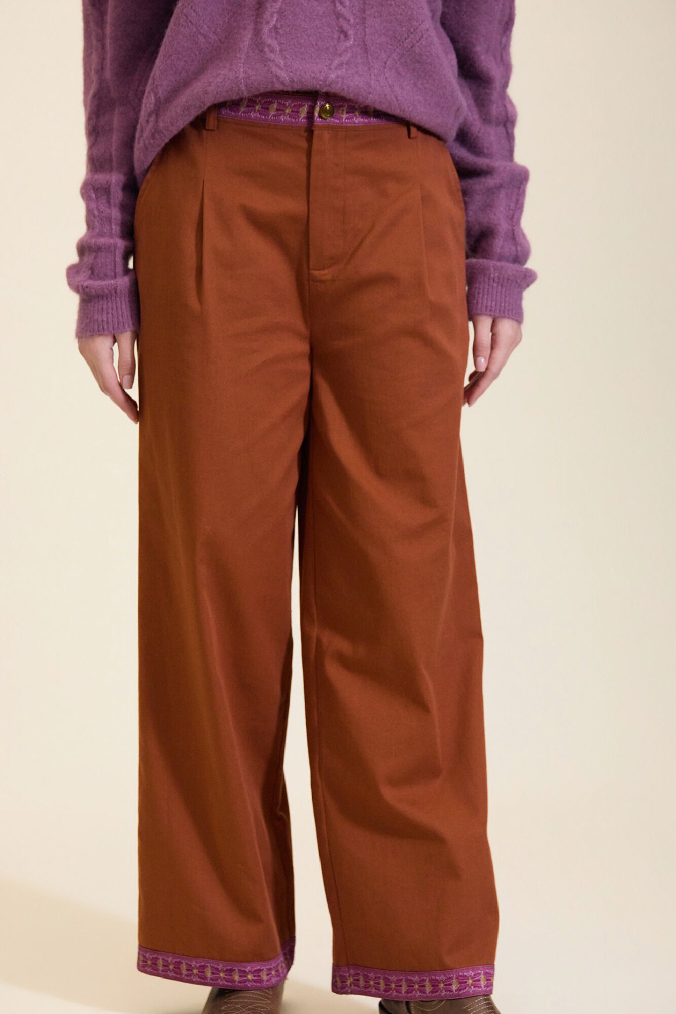 Meisie Canvas straight trousers