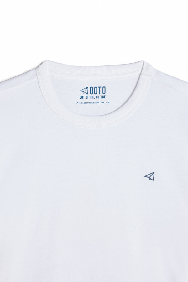 Cortefiel Camiseta básica con bordado avión OOTO Blanco