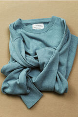 Cortefiel Basic cotton knit round neck jersey-knit Blue