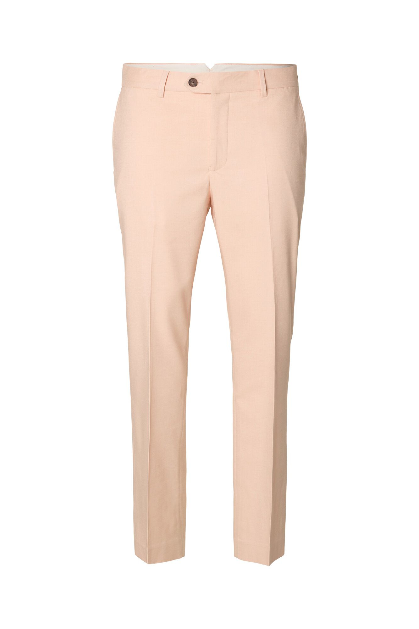 Selected Cal&ccedil;a de vestir slim em viscose Subiu