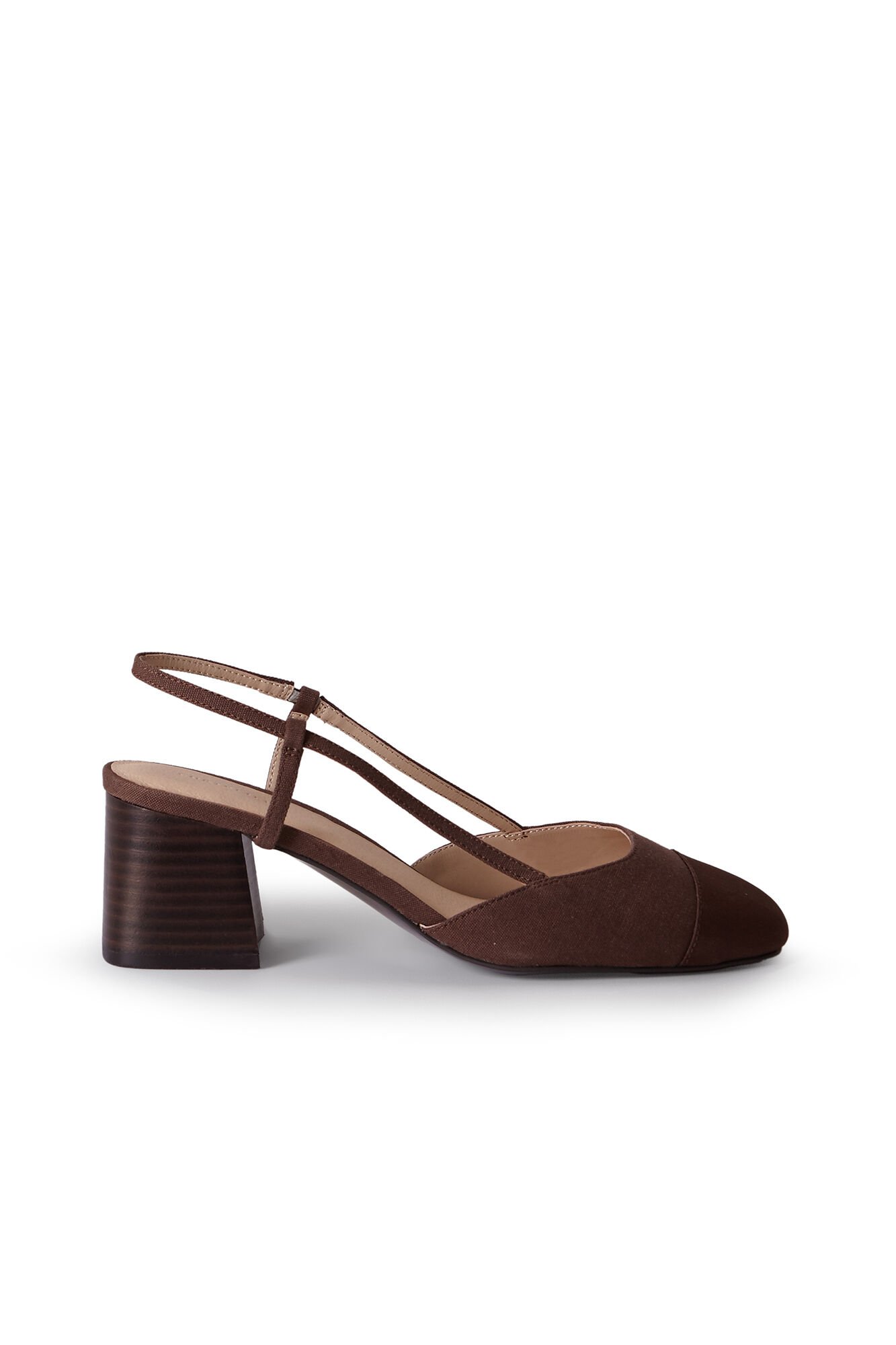 Cortefiel Backless heeled shoe Brown