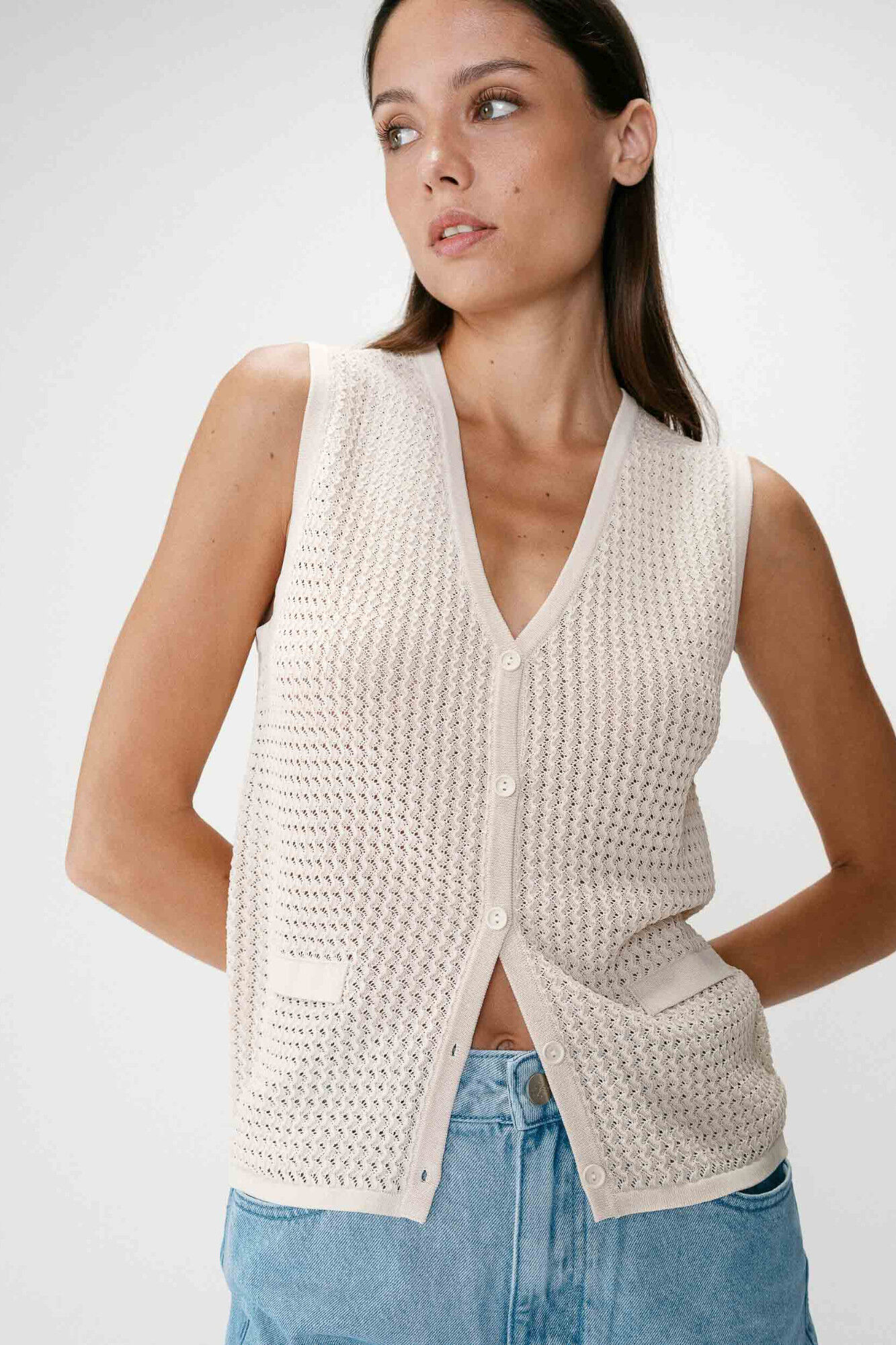 Grace & Mila Wayne openwork knit gilet