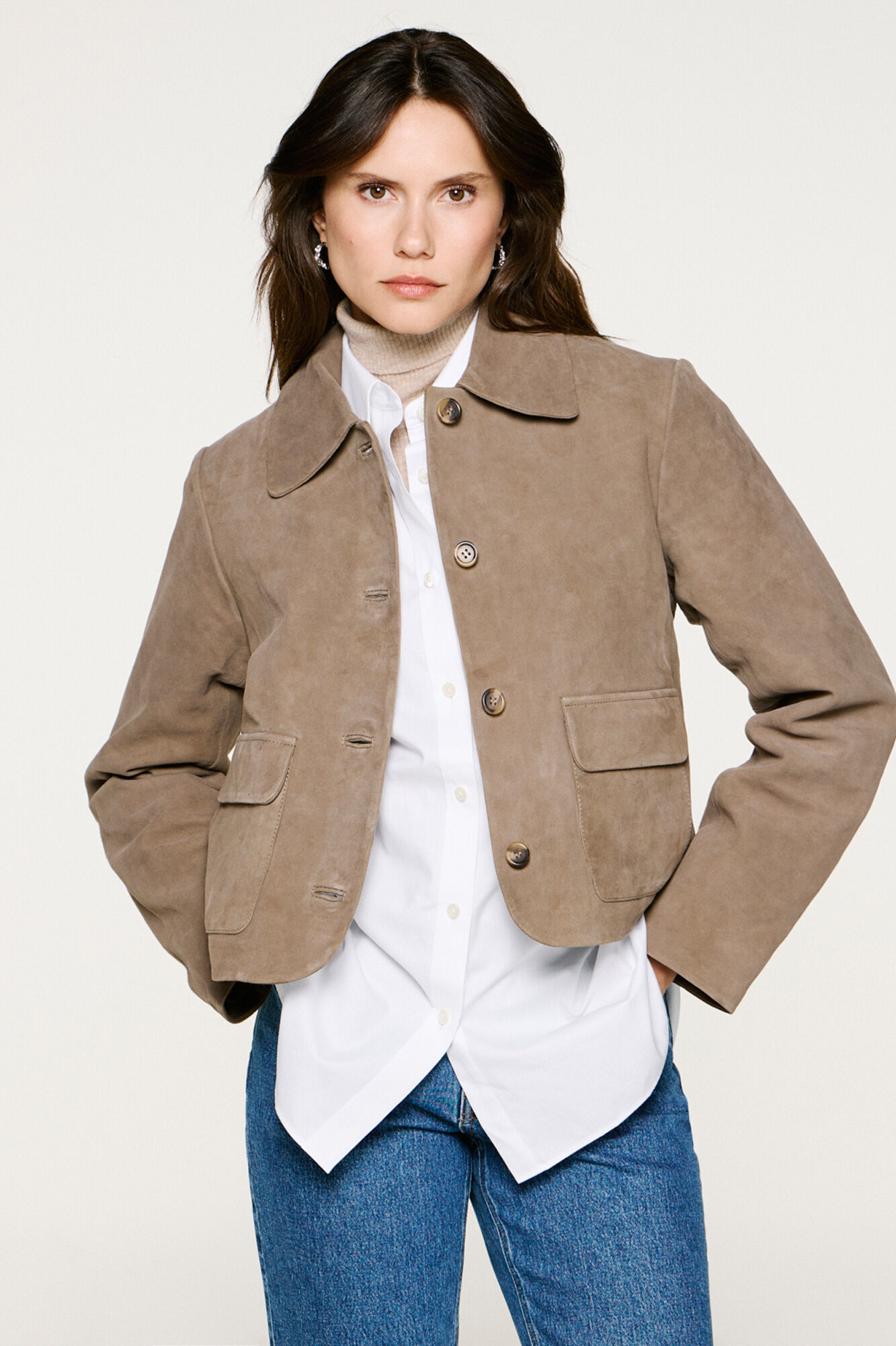 Selected Casaco com bolsos frontais Castanho