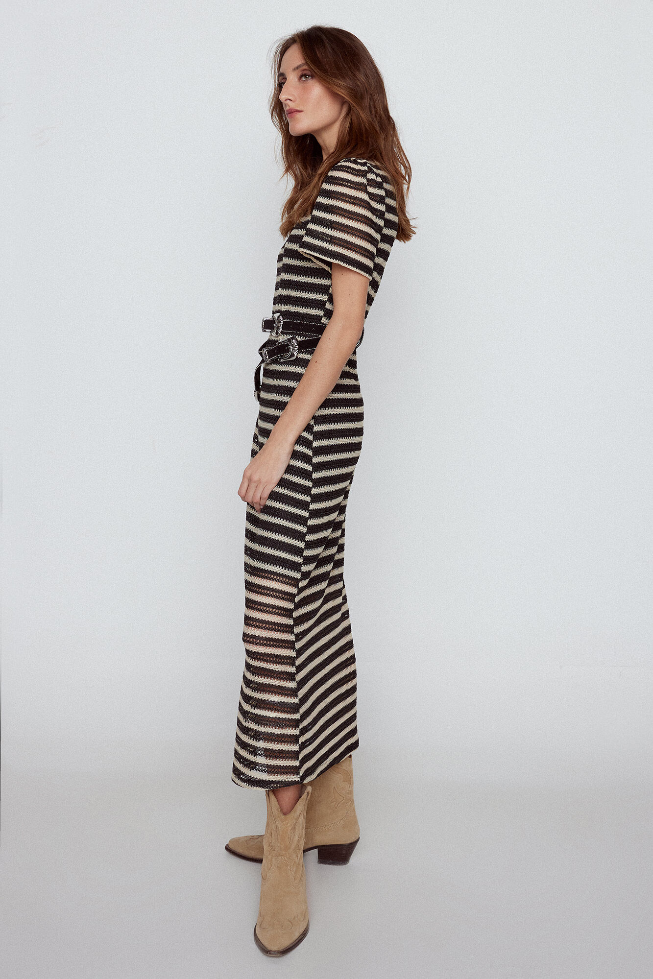 Slowlove Jersey-knit dress with floaty sleeves Printed white