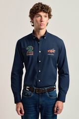 Valecuatro Camisa masculina modelo cavalo azul marinho Valecuatro Azul