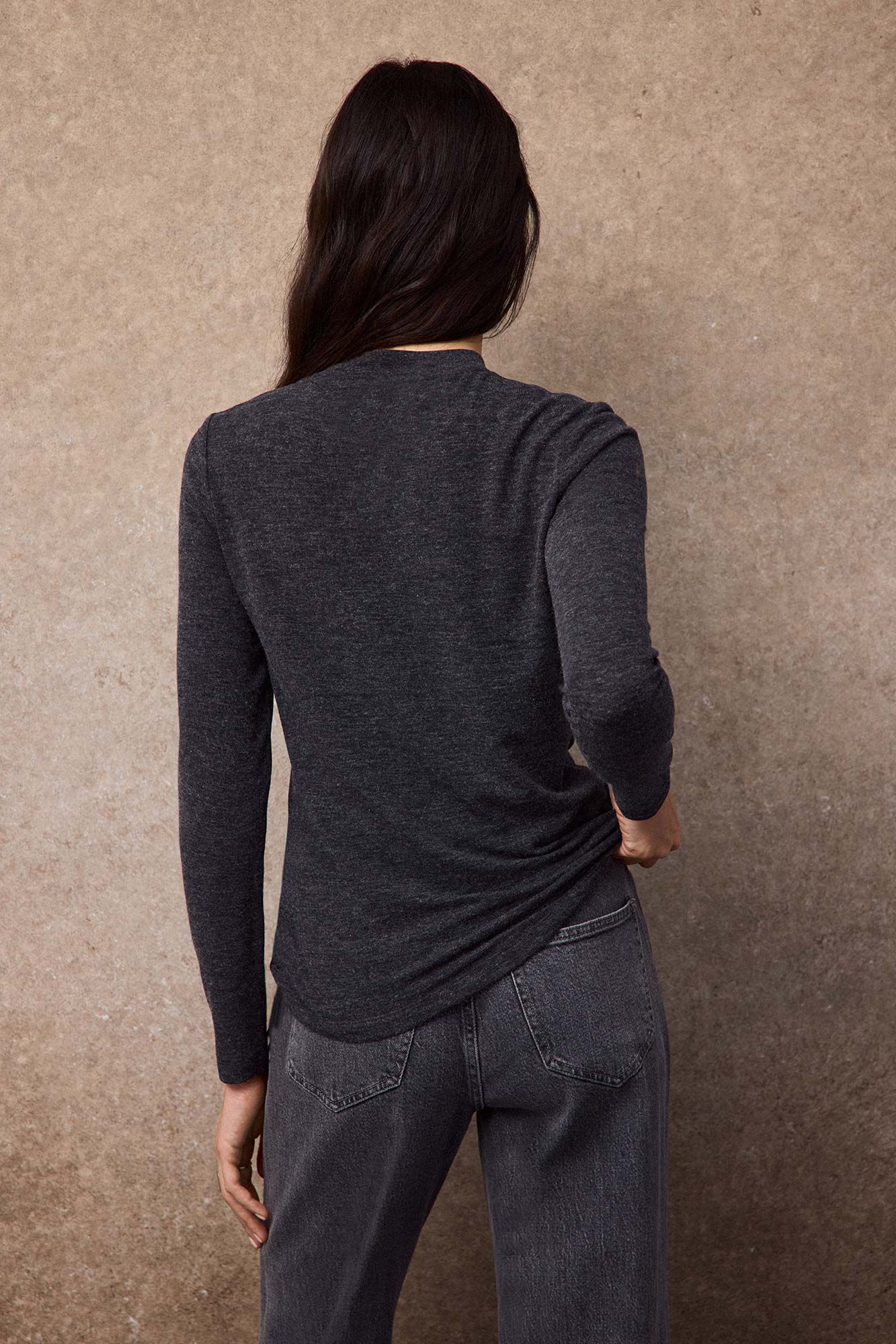 Slowlove Top frunce Gris oscuro