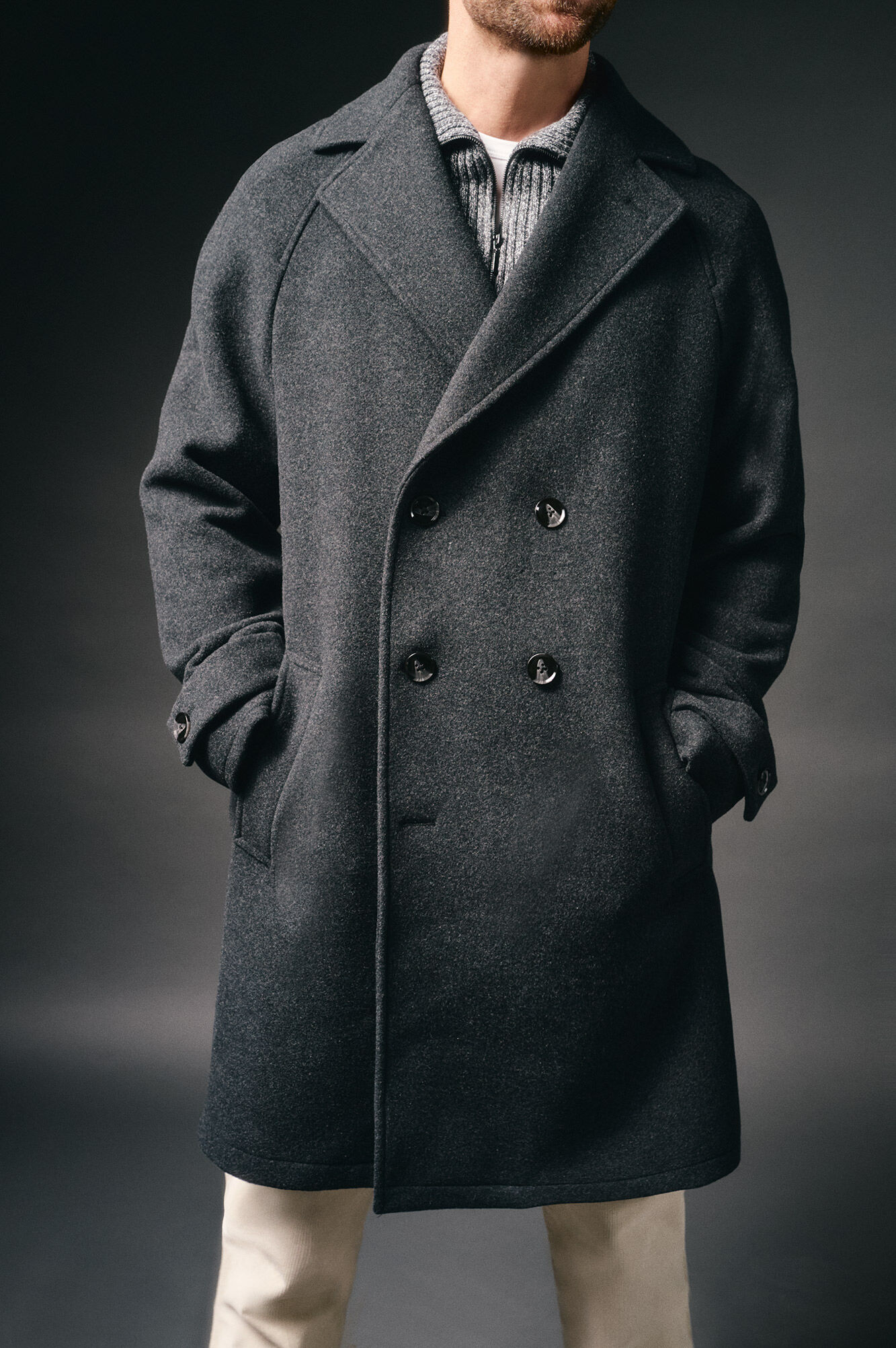 OOTO Sobretudo cruzado de l&atilde;