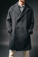 OOTO Sobretudo cruzado de l&atilde; Cinzento