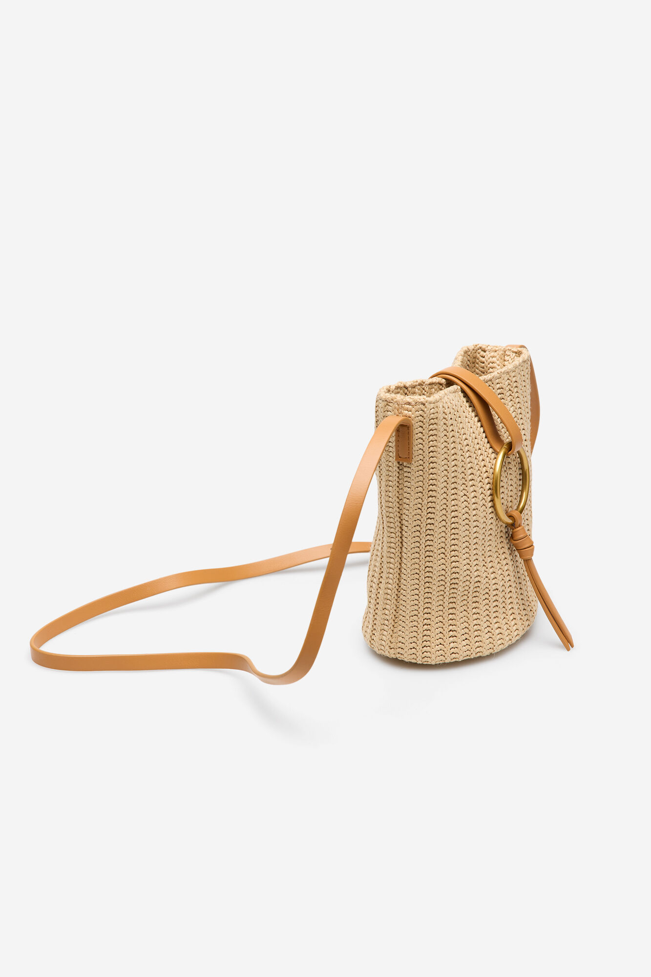 Cortefiel Raffia ring crossbody Nude