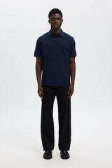 Selected Regular Fit Short Sleeve Rib Polo shirt  Navy