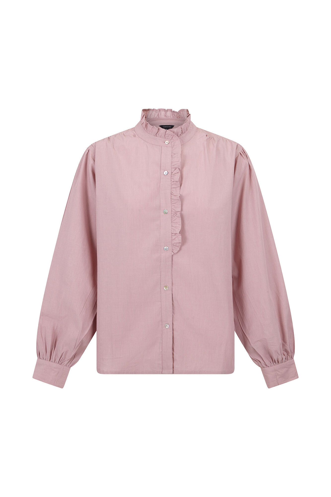 Cortefiel Blusa rayas cuello volantes Rosa